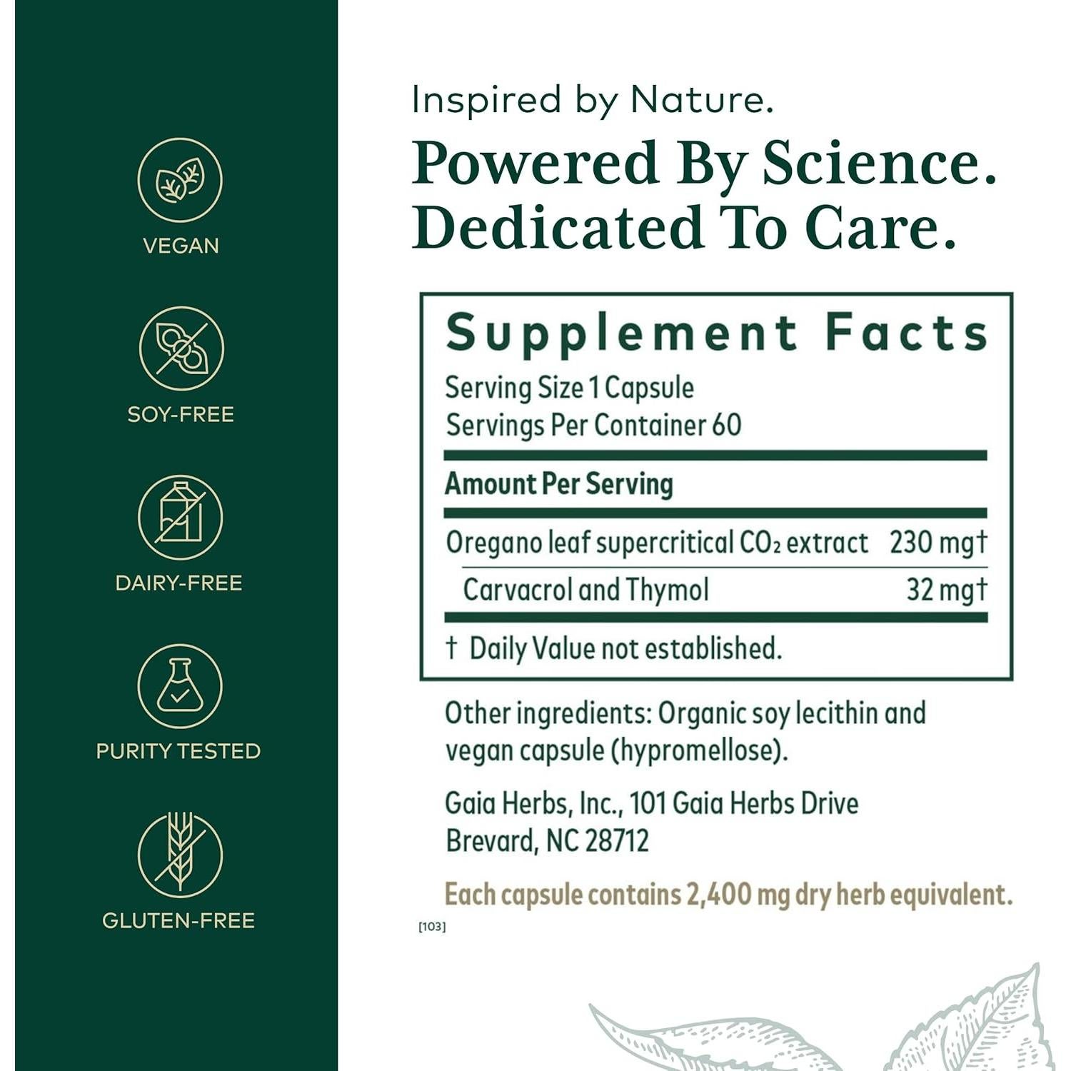 Aceite de Orégano Gaia Herbs 60 cápsulas blandas 159g