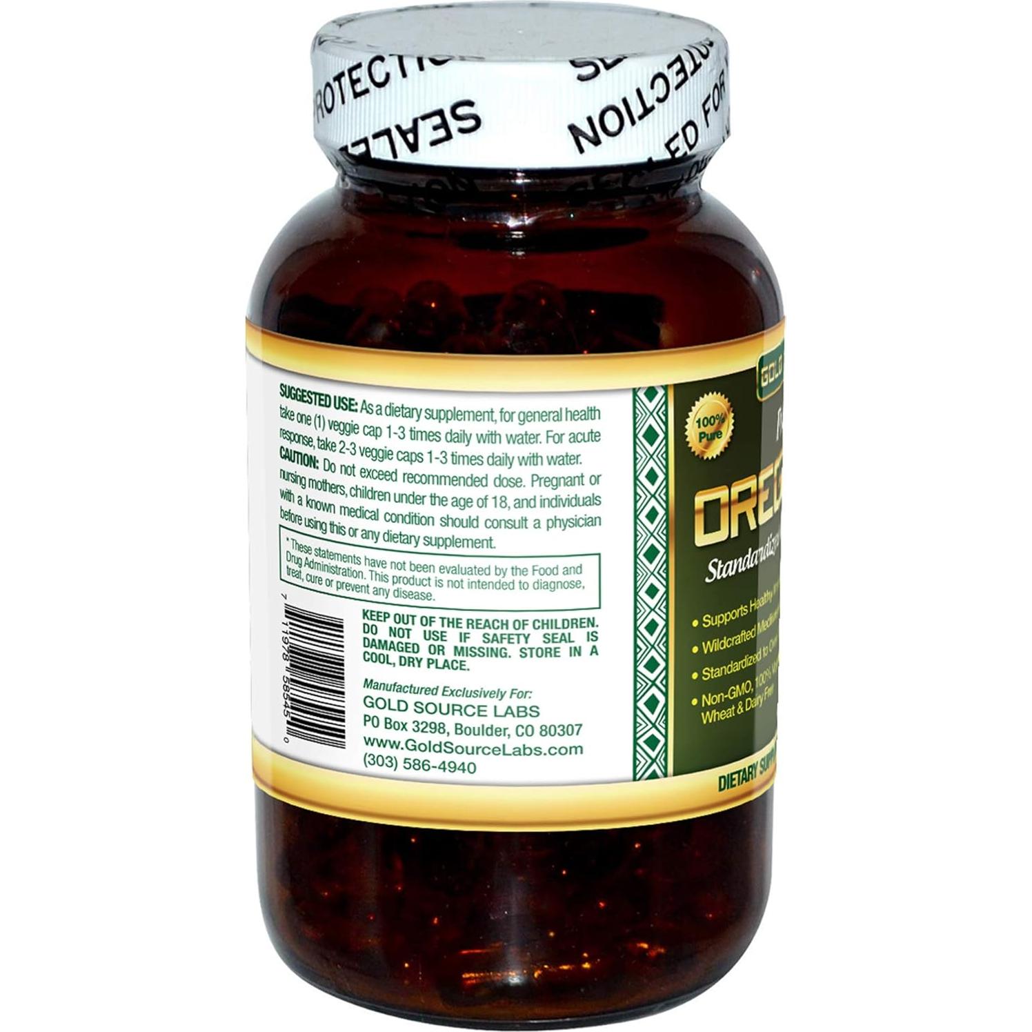 Cápsulas de Aceite de Orégano Silvestre Gold Source Labs - 120 Veganas