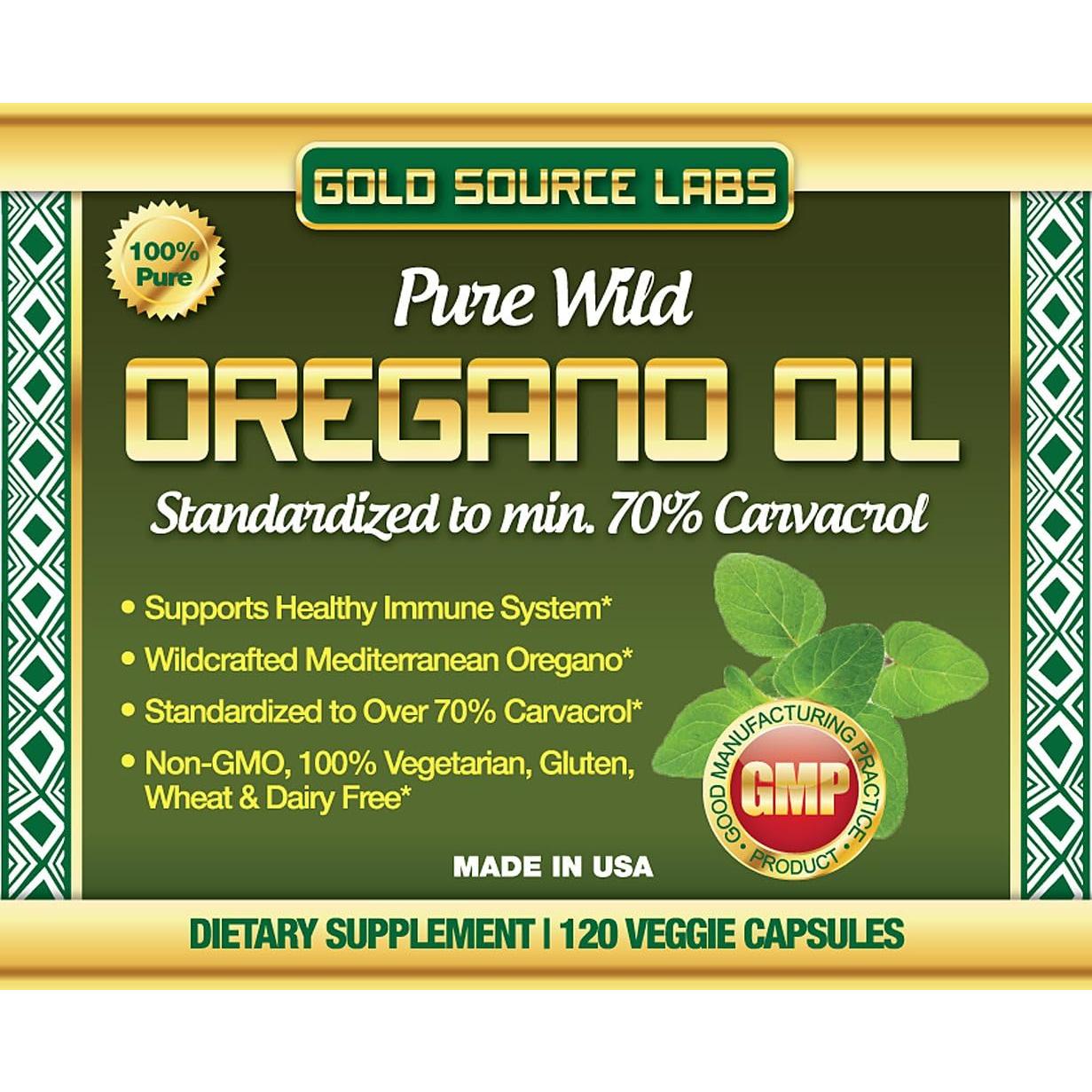 Cápsulas de Aceite de Orégano Silvestre Gold Source Labs - 120 Veganas