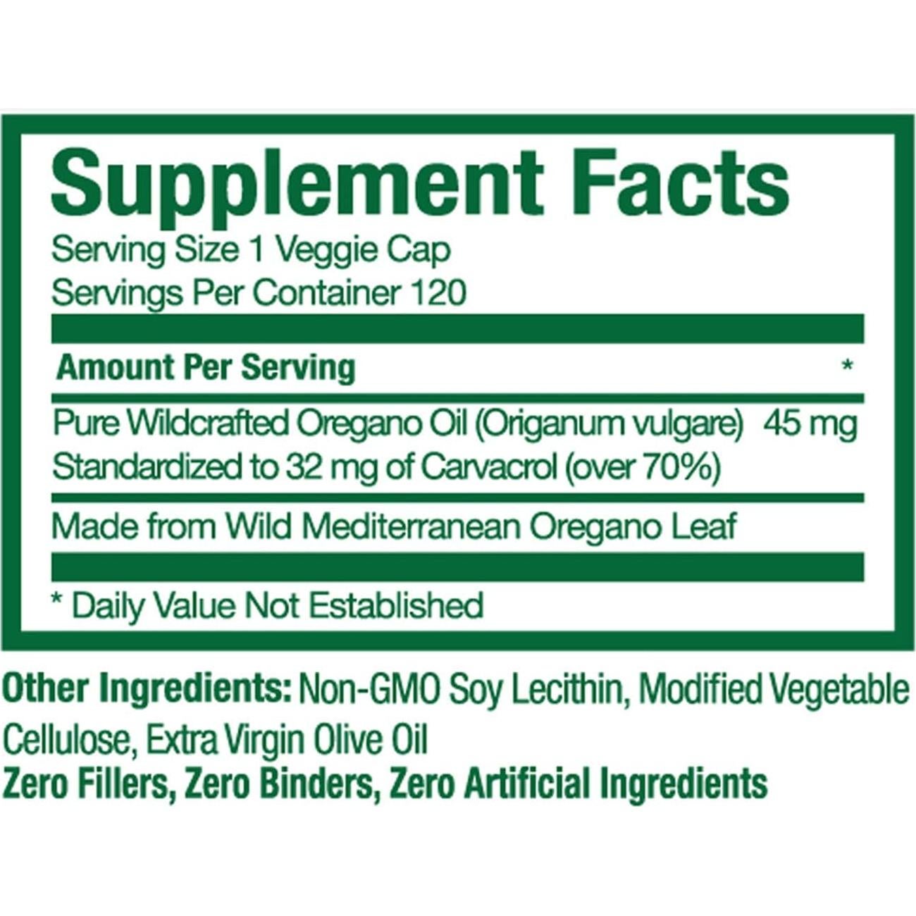 Cápsulas de Aceite de Orégano Silvestre Gold Source Labs - 120 Veganas