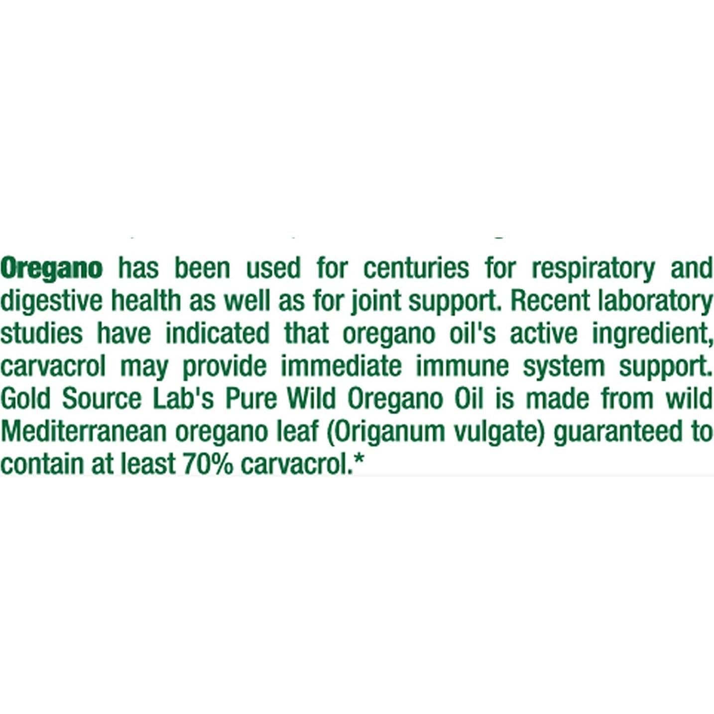 Cápsulas de Aceite de Orégano Silvestre Gold Source Labs - 120 Veganas