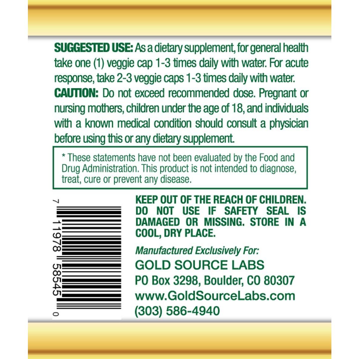 Cápsulas de Aceite de Orégano Silvestre Gold Source Labs - 120 Veganas