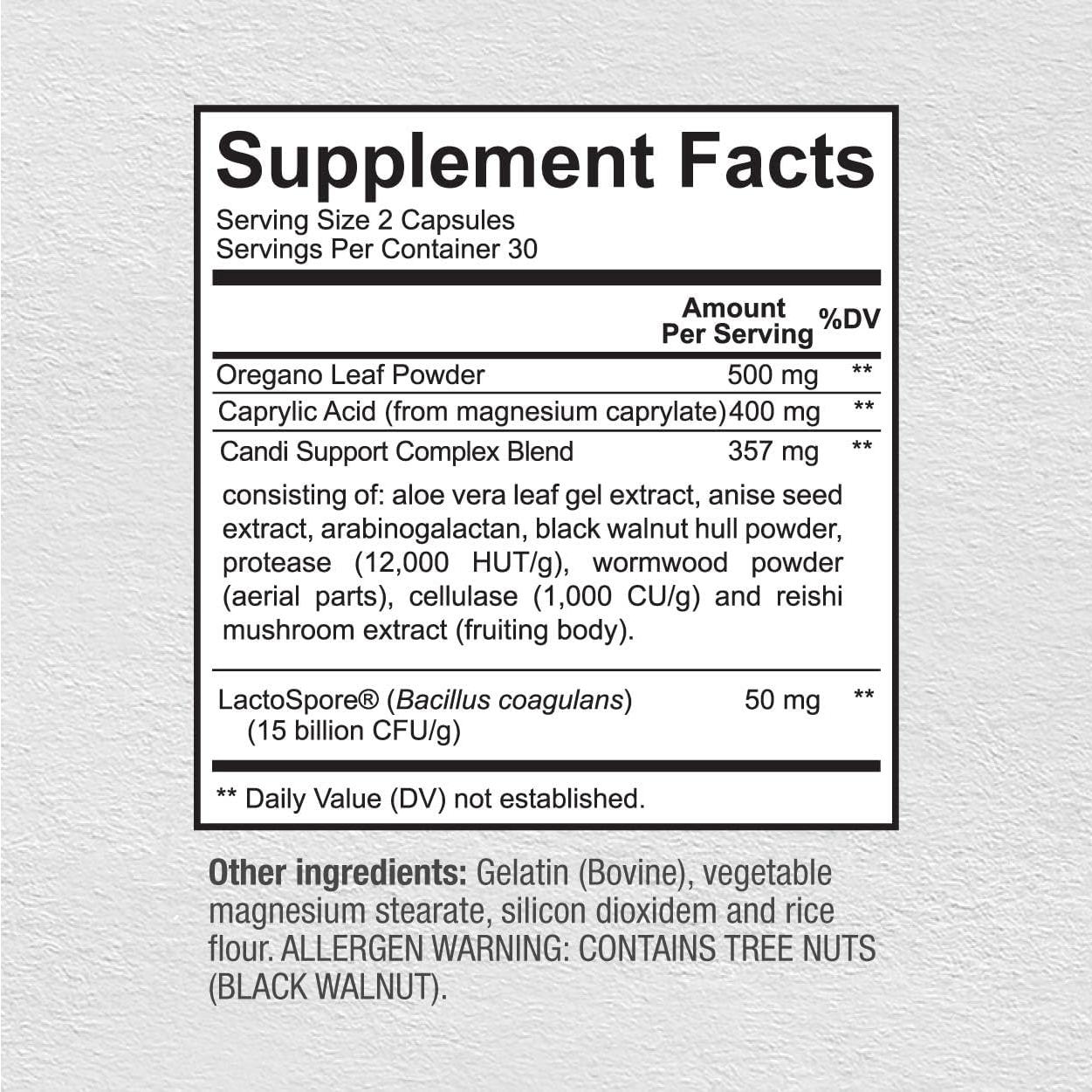 Suplemento de Limpieza de Cándida Sunergetic 60 Cápsulas