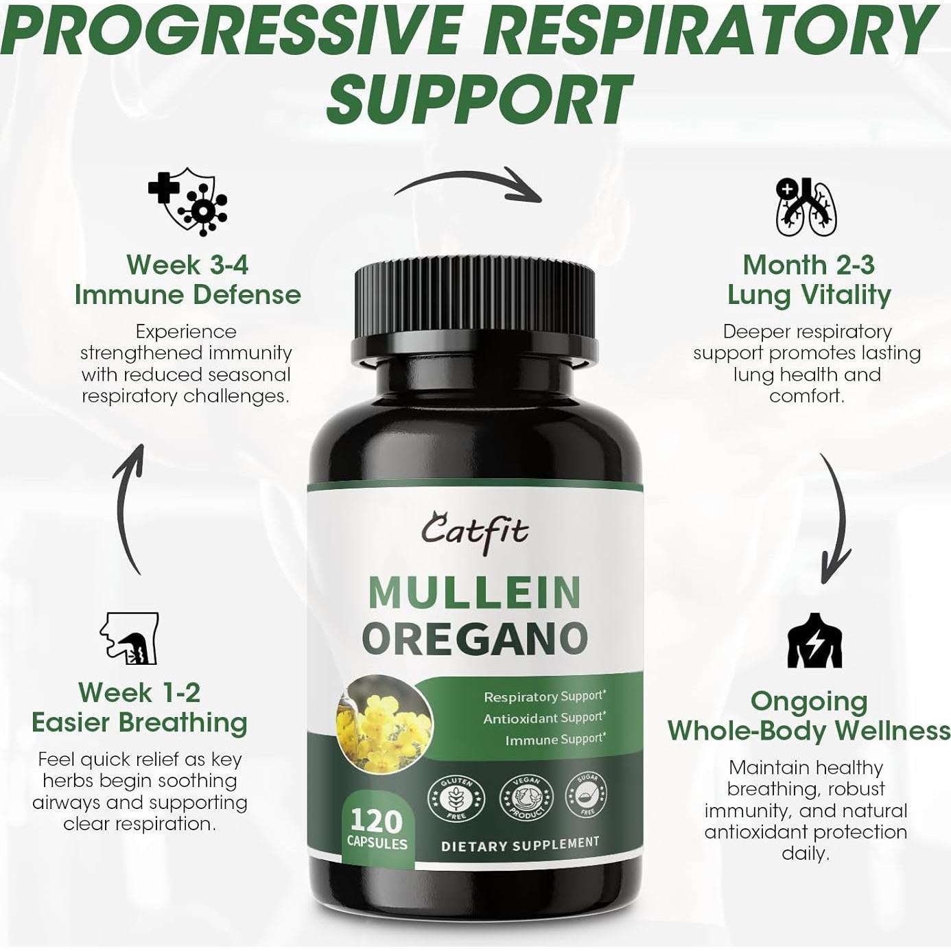 Cápsulas de Mullein y Orégano Catfit 120 Caps Veganas