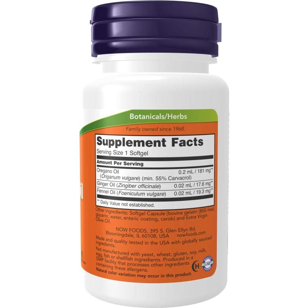 Aceite de Orégano NOW Foods 90 Gelatinas Blandas 270 mg