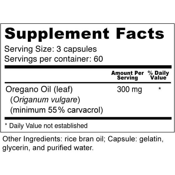 Cápsulas de Aceite de Orégano Wellness Resources 180 Softgels 55% Carvacrol