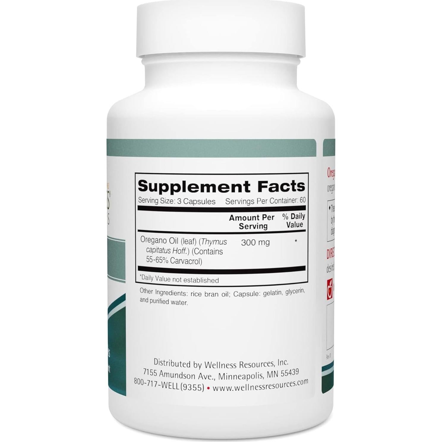 Cápsulas de Aceite de Orégano Wellness Resources 180 Softgels 55% Carvacrol