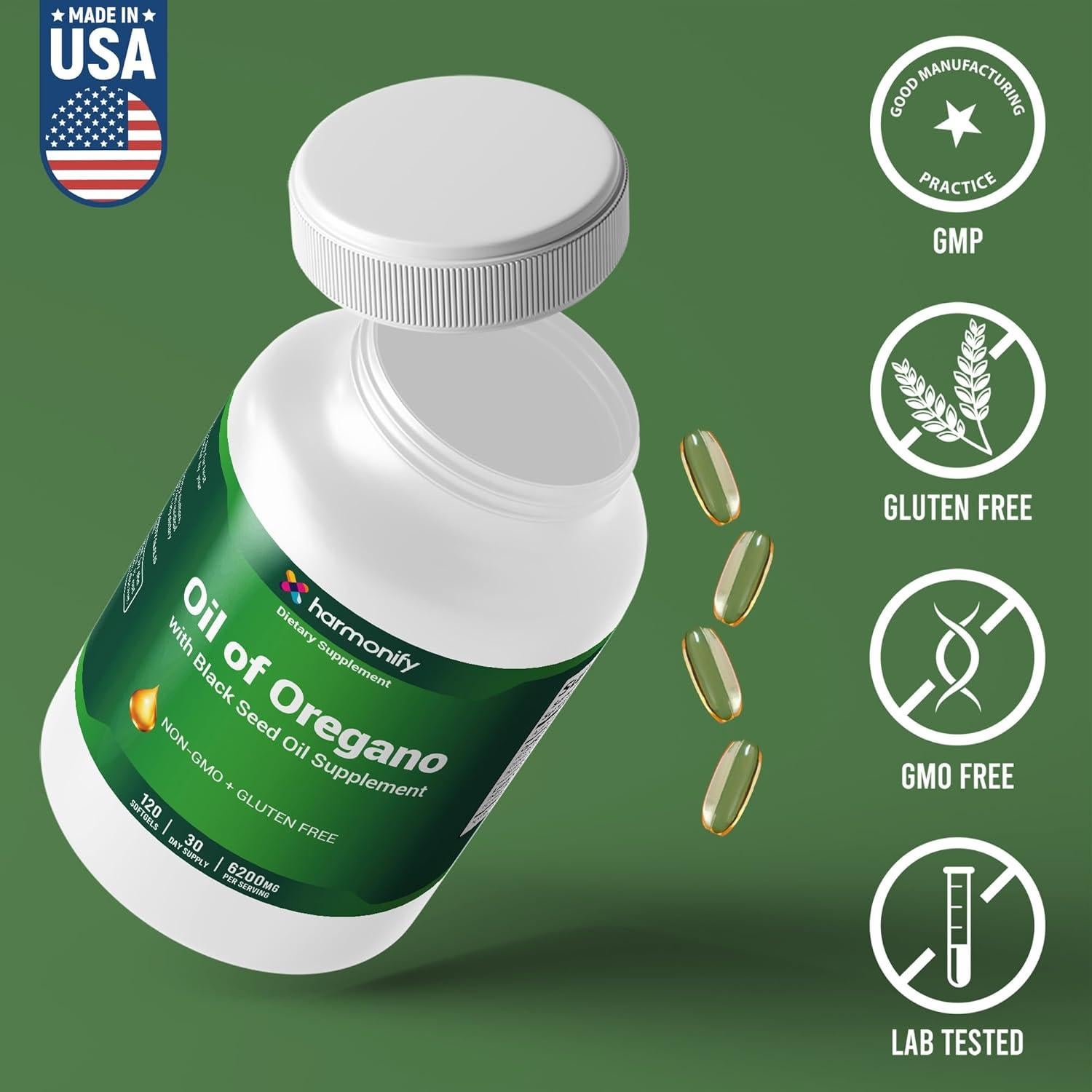 Aceite de Orégano y Semilla Negra Harmonify 120 Cápsulas