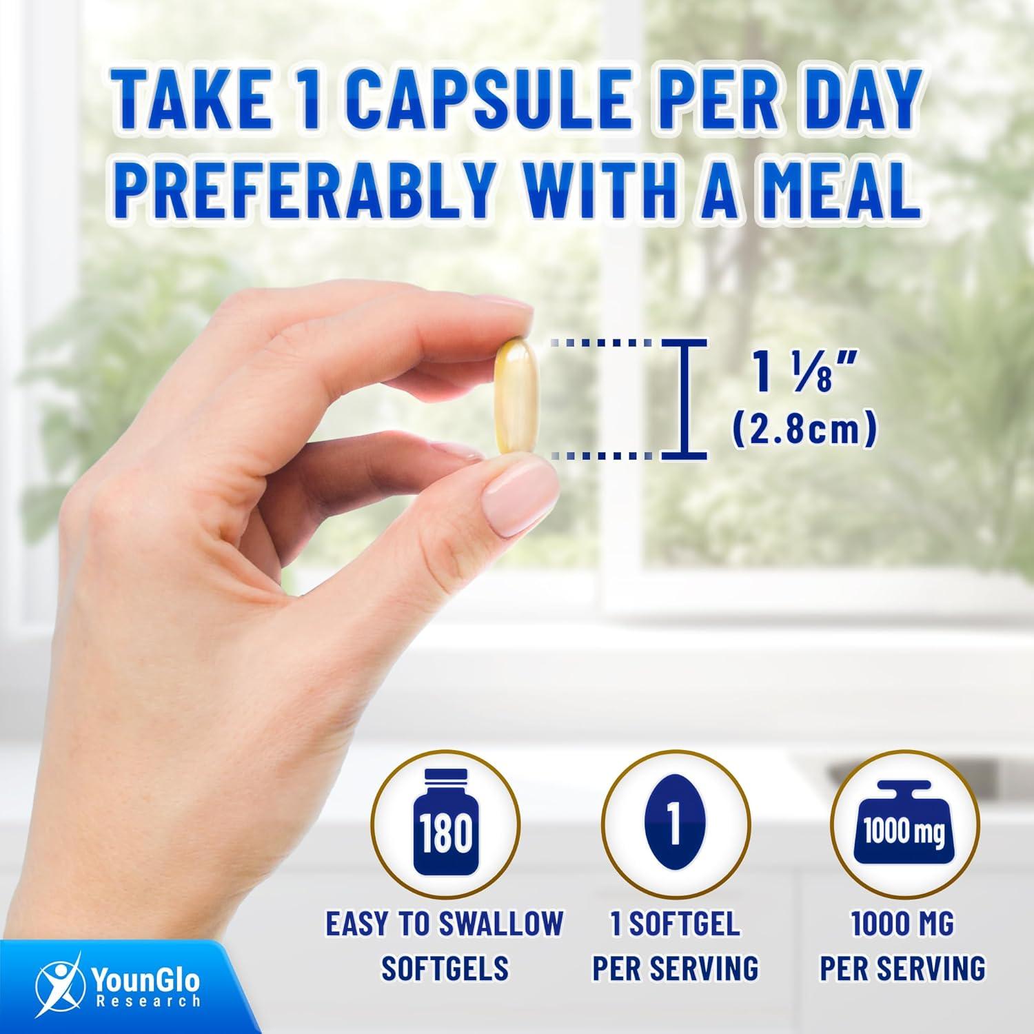 Aceite de Coco Orgánico Extra Virgen 1000 mg 180 Cápsulas Veganas