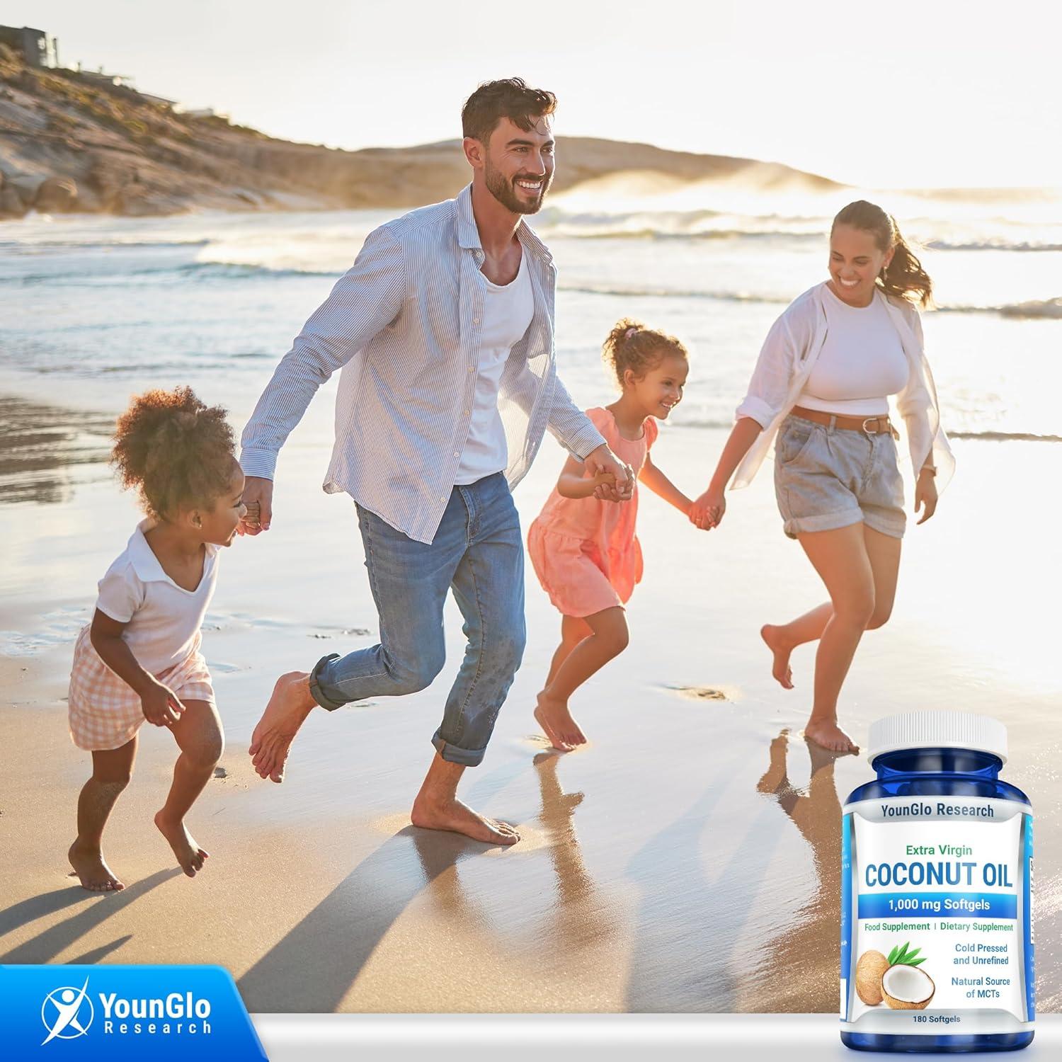 Aceite de Coco Orgánico Extra Virgen 1000 mg 180 Cápsulas Veganas