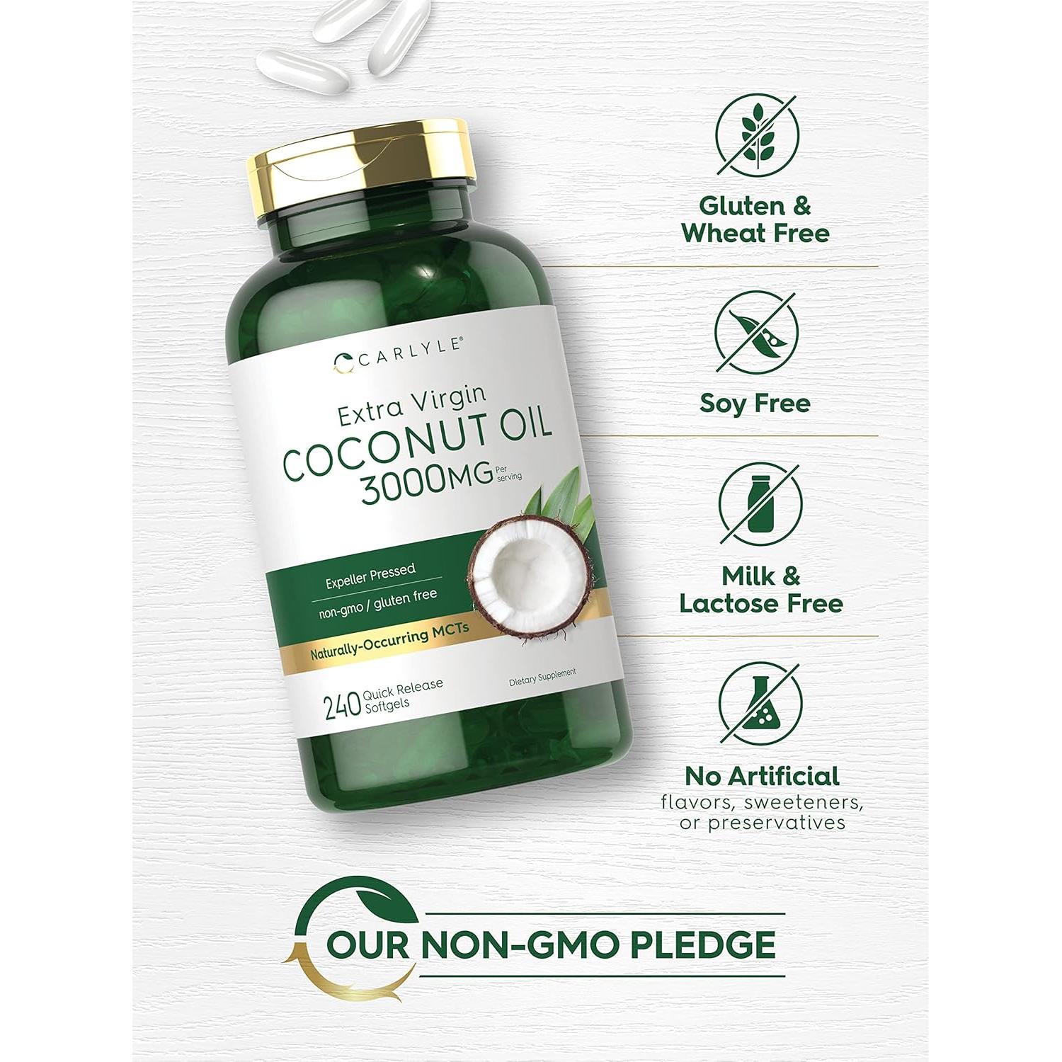 Carlyle Aceite de Coco Virgen Extra 3000mg 240 Gelatinas Blandas
