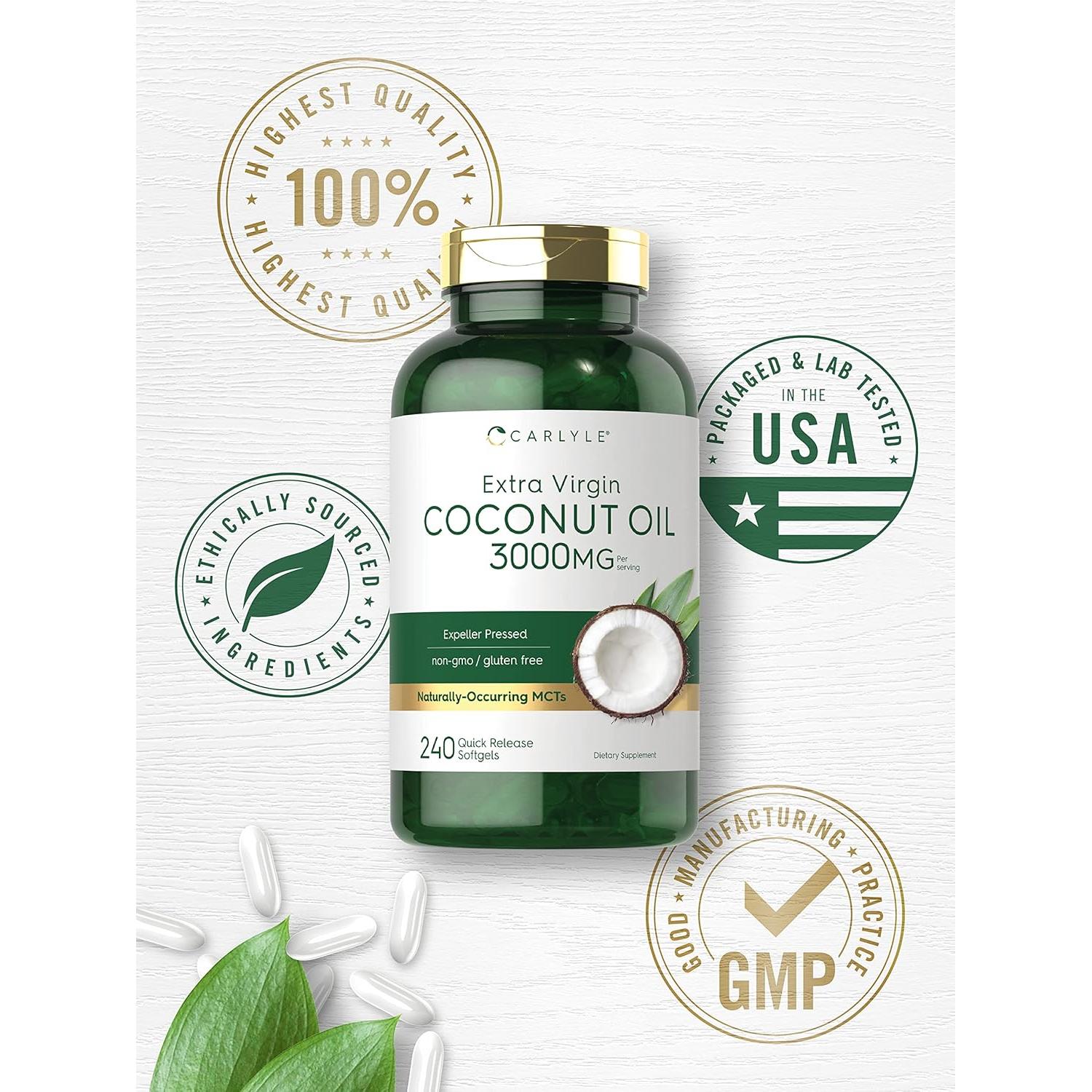 Carlyle Aceite de Coco Virgen Extra 3000mg 240 Gelatinas Blandas