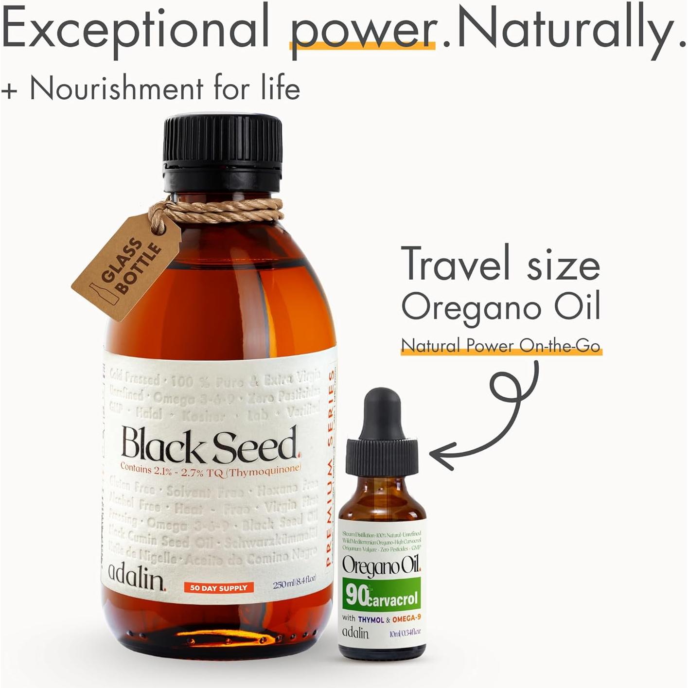 Aceite de Orégano Adalin 10ml + Semilla Negra 248ml Vegano