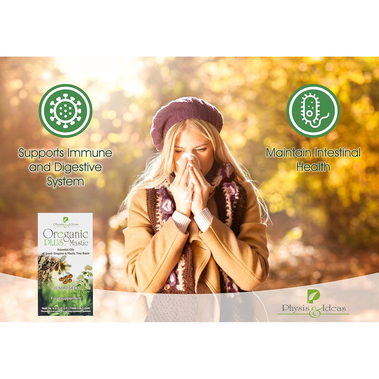 Oreganic Plus Mastic - Cápsulas de Aceite de Orégano y Mástic - 30 Unidades