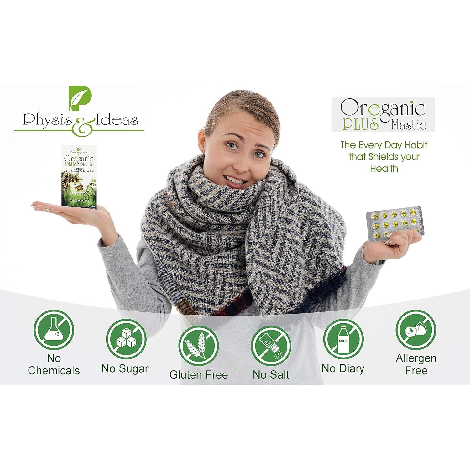 Oreganic Plus Mastic - Cápsulas de Aceite de Orégano y Mástic - 30 Unidades