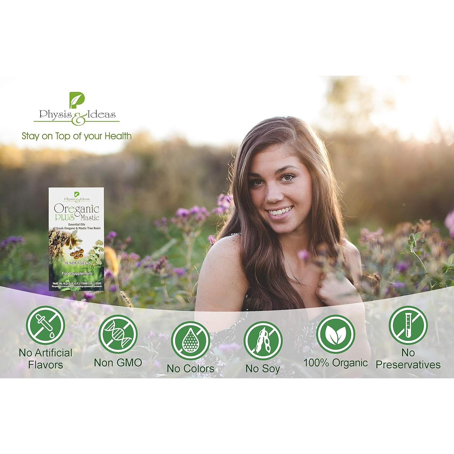 Oreganic Plus Mastic - Cápsulas de Aceite de Orégano y Mástic - 30 Unidades