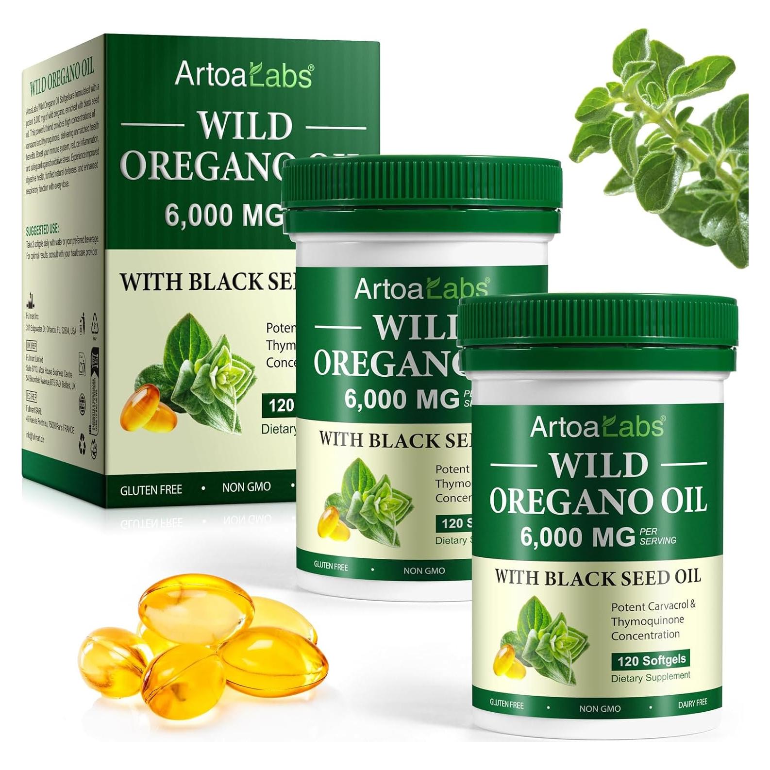 Aceite de Orégano Softgels Artoalabs 6000mg 120 Conteo