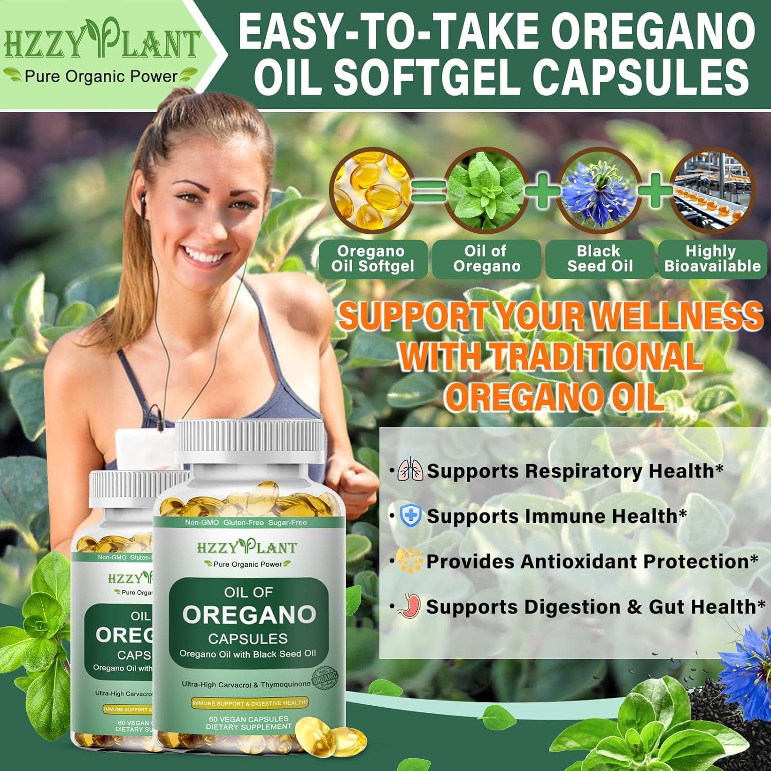 Cápsulas Blandas de Aceite de Orégano HZZYPLANT 6000 mg
