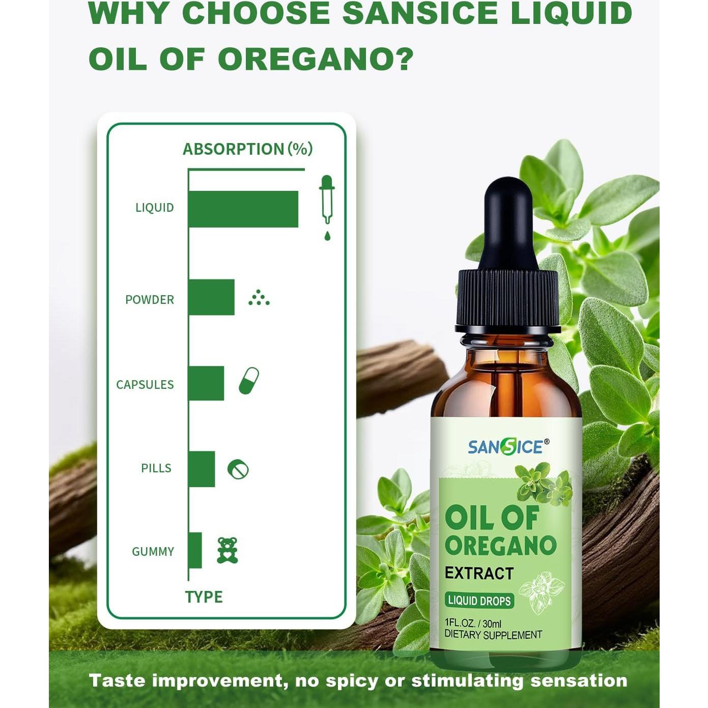 Gotas de Aceite de Orégano Orgánico SANSICE 29.57 ml 60% Carvacrol