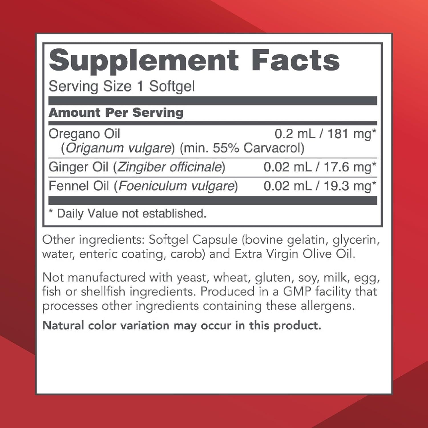 Aceite de Orégano Protocolo Para el Equilibrio de Vida 90 Cápsulas