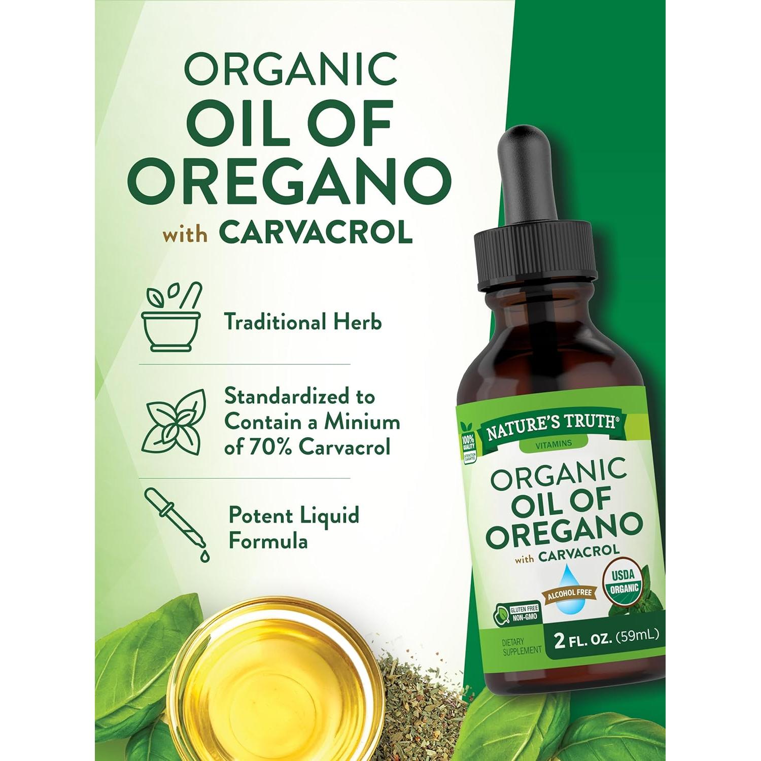 Gotas de Aceite de Orégano Orgánico Nature's Truth 59 ml