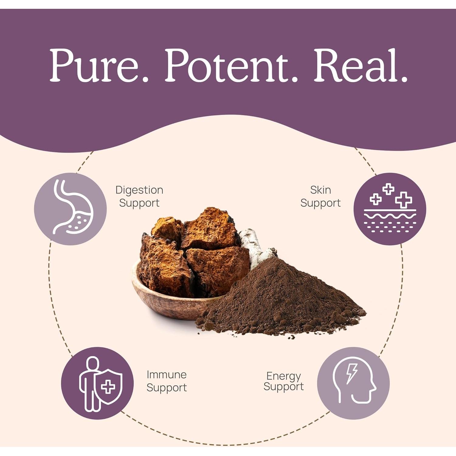 Cápsulas de Hongo Chaga Real Mushrooms - 120 Unidades Veganas