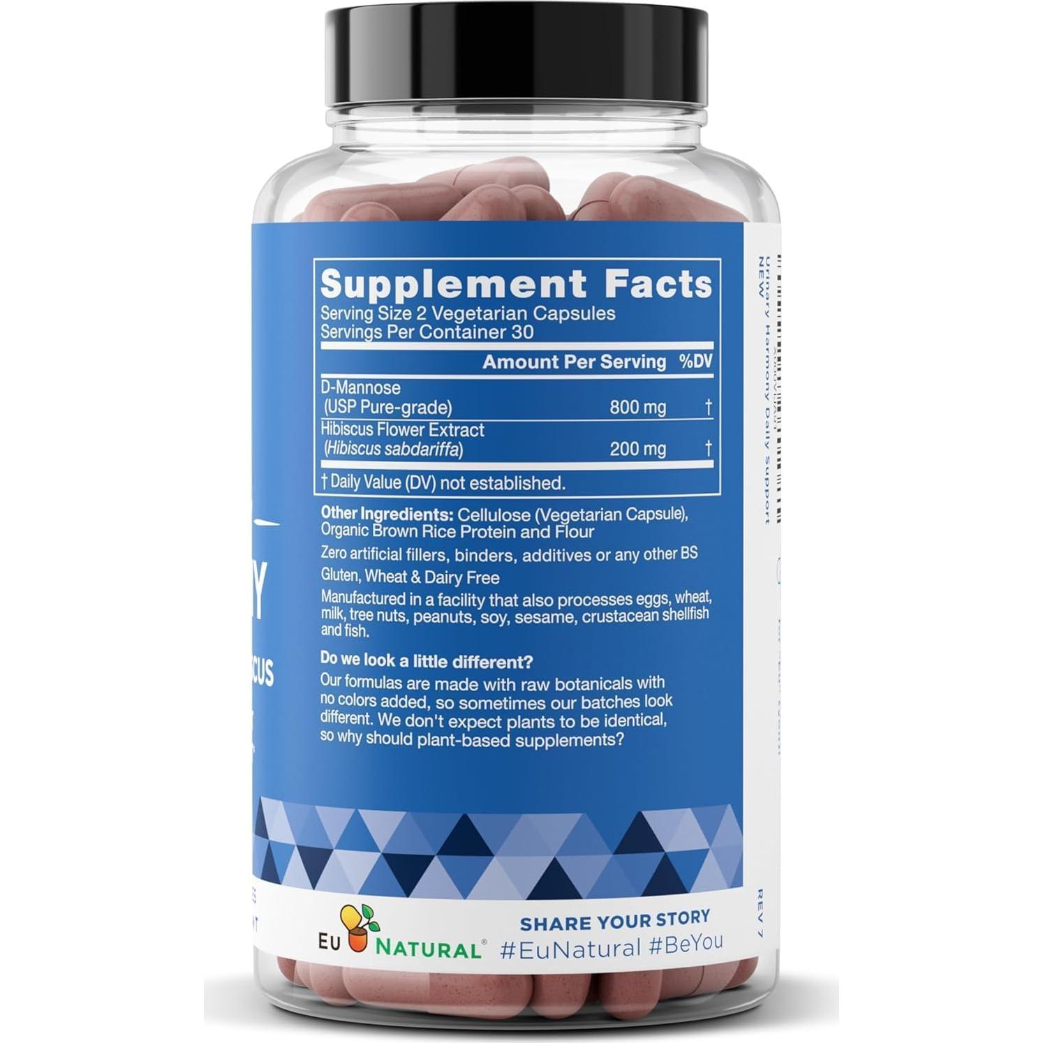 Suplemento Urinario Dúo Eu Natural 120 Cápsulas - D-Mannosa + Arándano