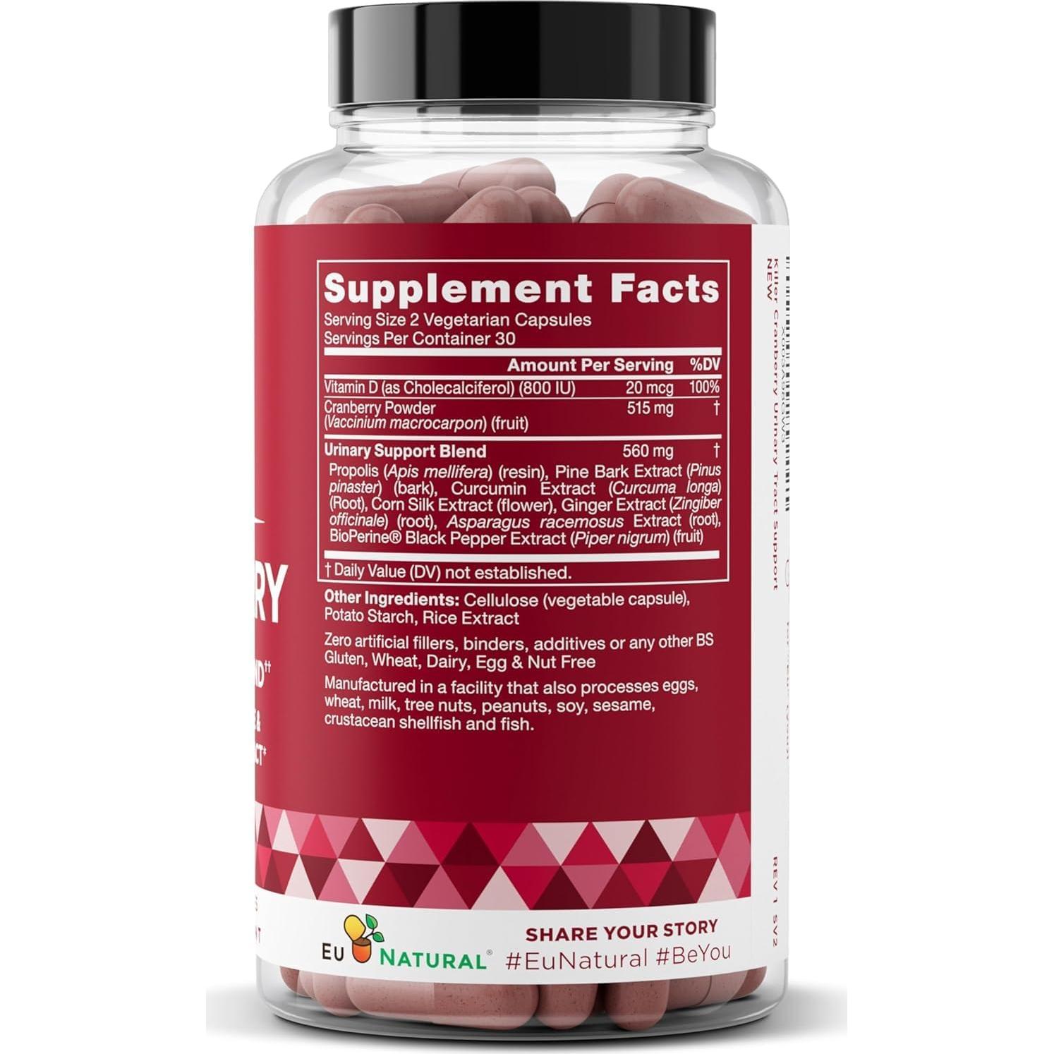 Suplemento Urinario Dúo Eu Natural 120 Cápsulas - D-Mannosa + Arándano