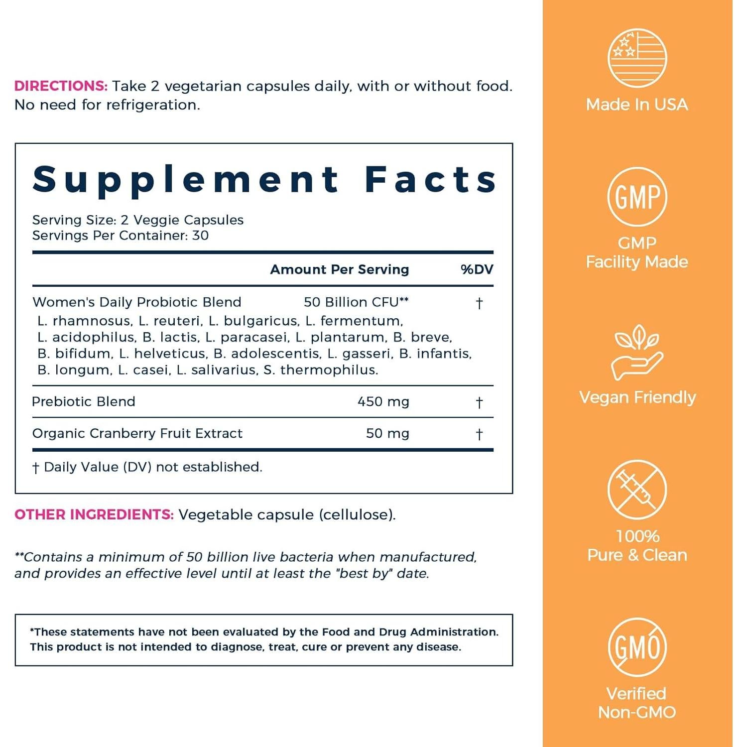 Probioticos NewRhythm para Mujeres 50 Mil millones CFU 60 Cápsulas