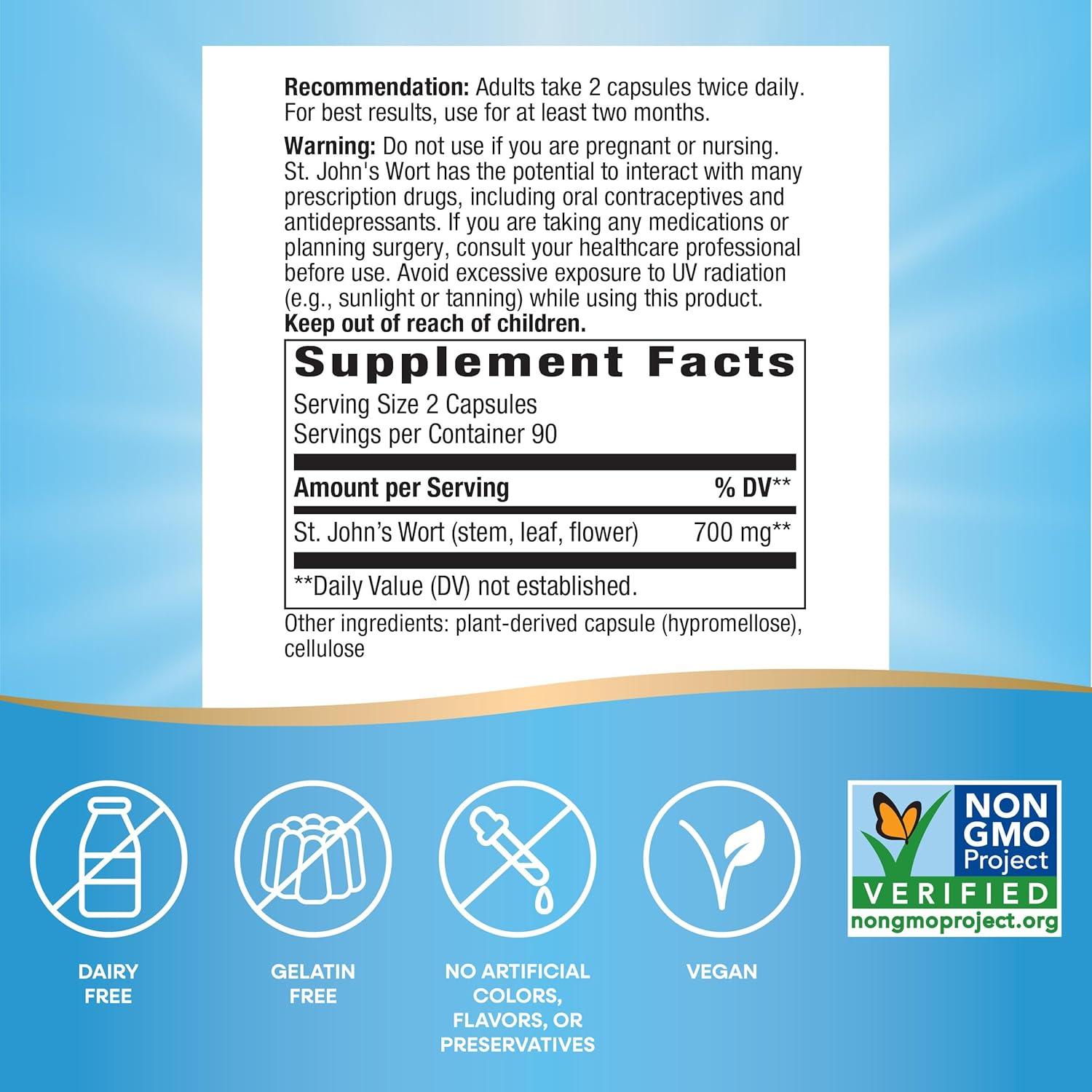 Hierba de San Juan Nature's Way 700 mg 180 Cápsulas Veganas