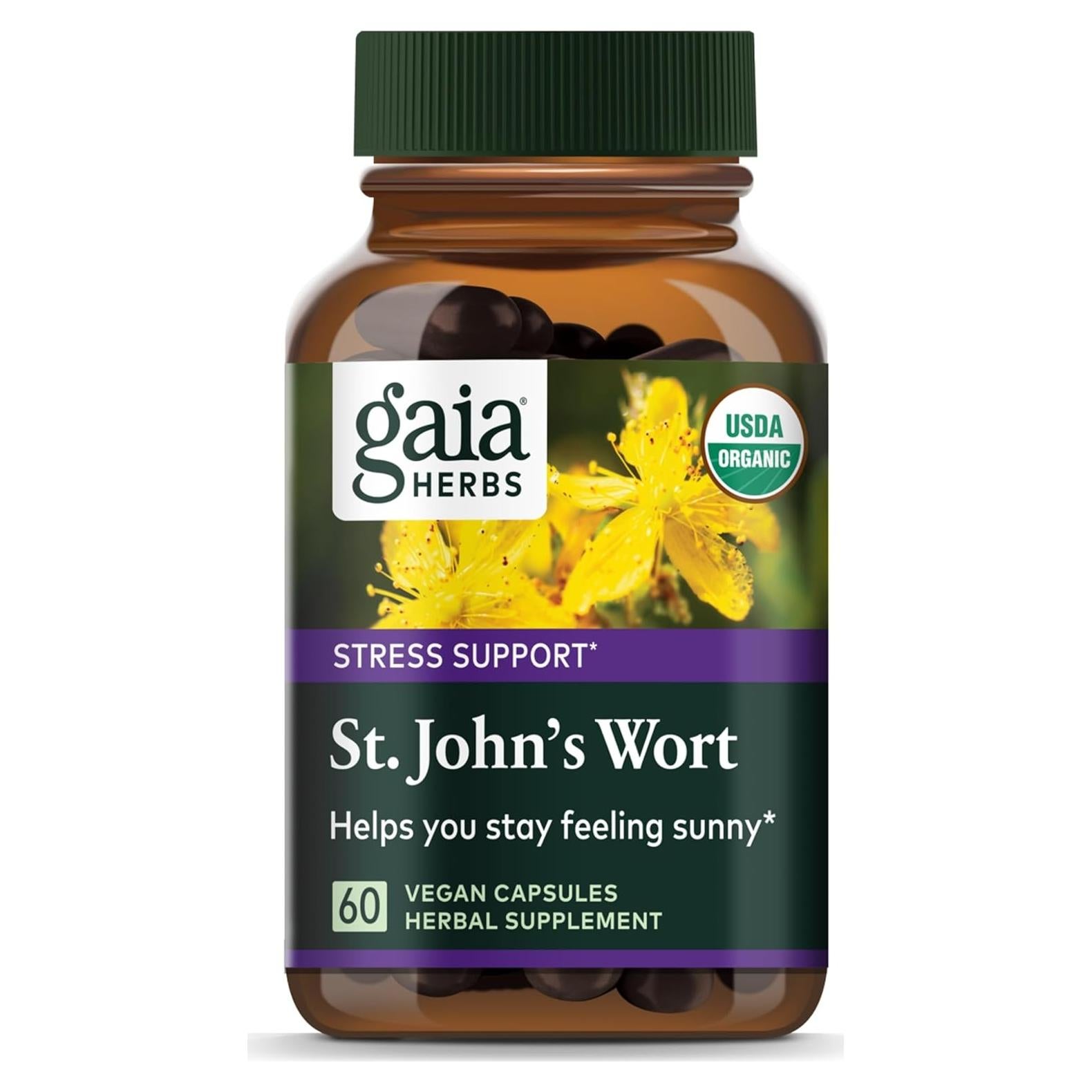 Suplemento Natural Gaia Herbs Hierba de San Juan 60 Cápsulas Veganas