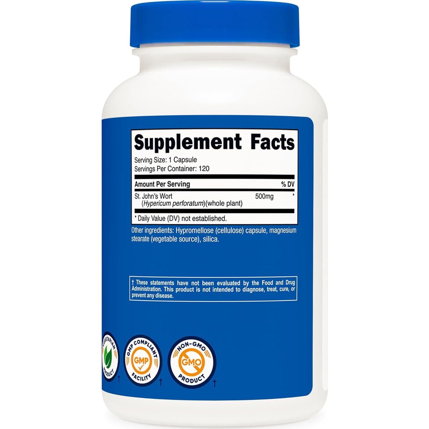 Cápsulas de Hierba de San Juan Nutricost 500mg 120 Unidades