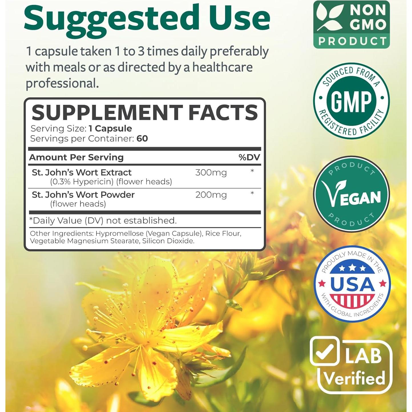 Hierba de San Juan Healths Harmony 60 Cápsulas 500mg Sin OGM