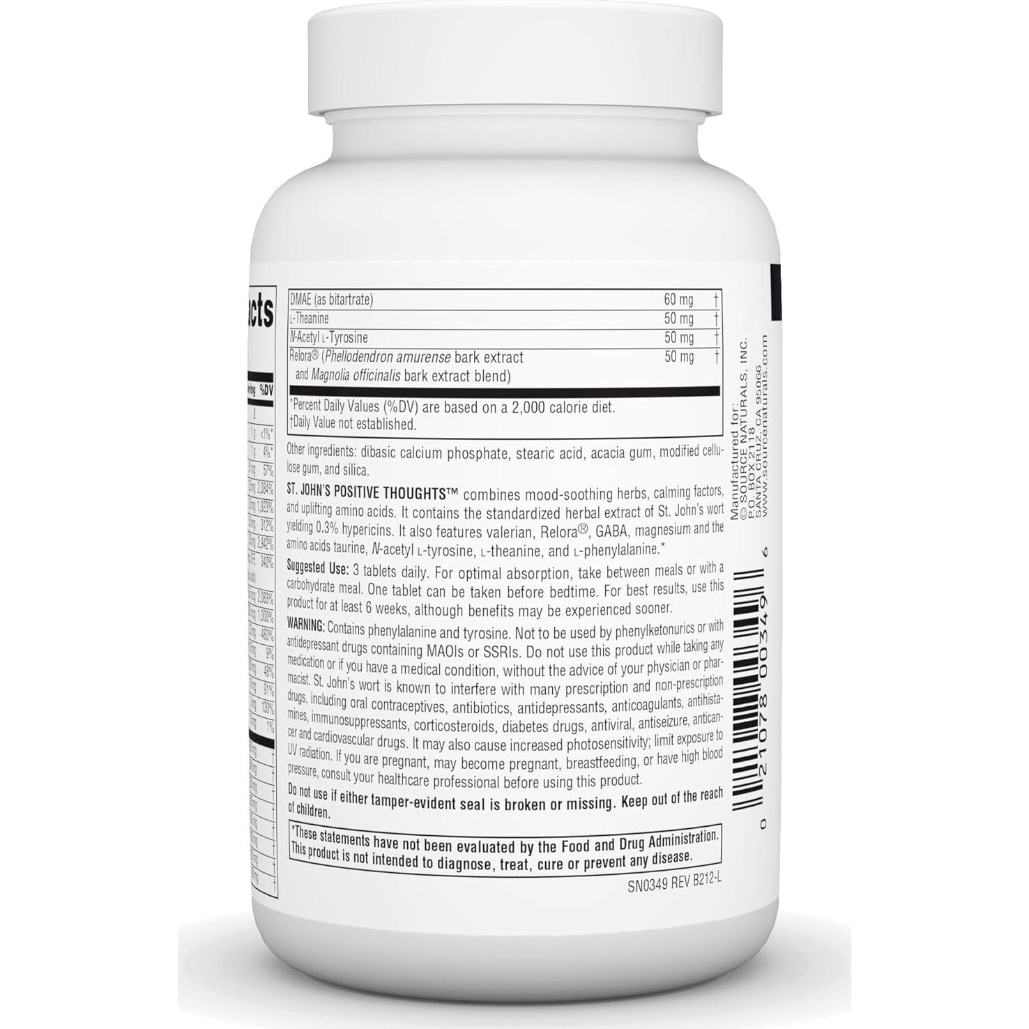 Source Naturals Pensamientos Positivos - 90 Tabletas Suplemento