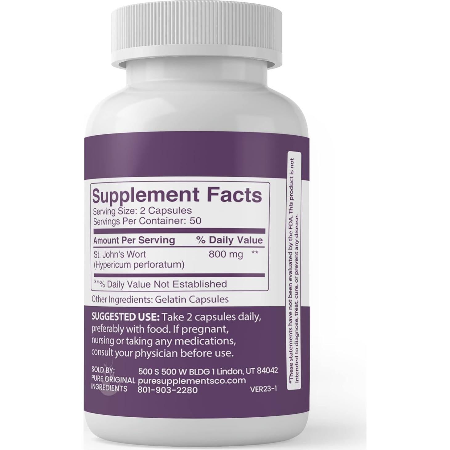 Cápsulas de Hierba de San Juan Siempre Puro 100 Unidades