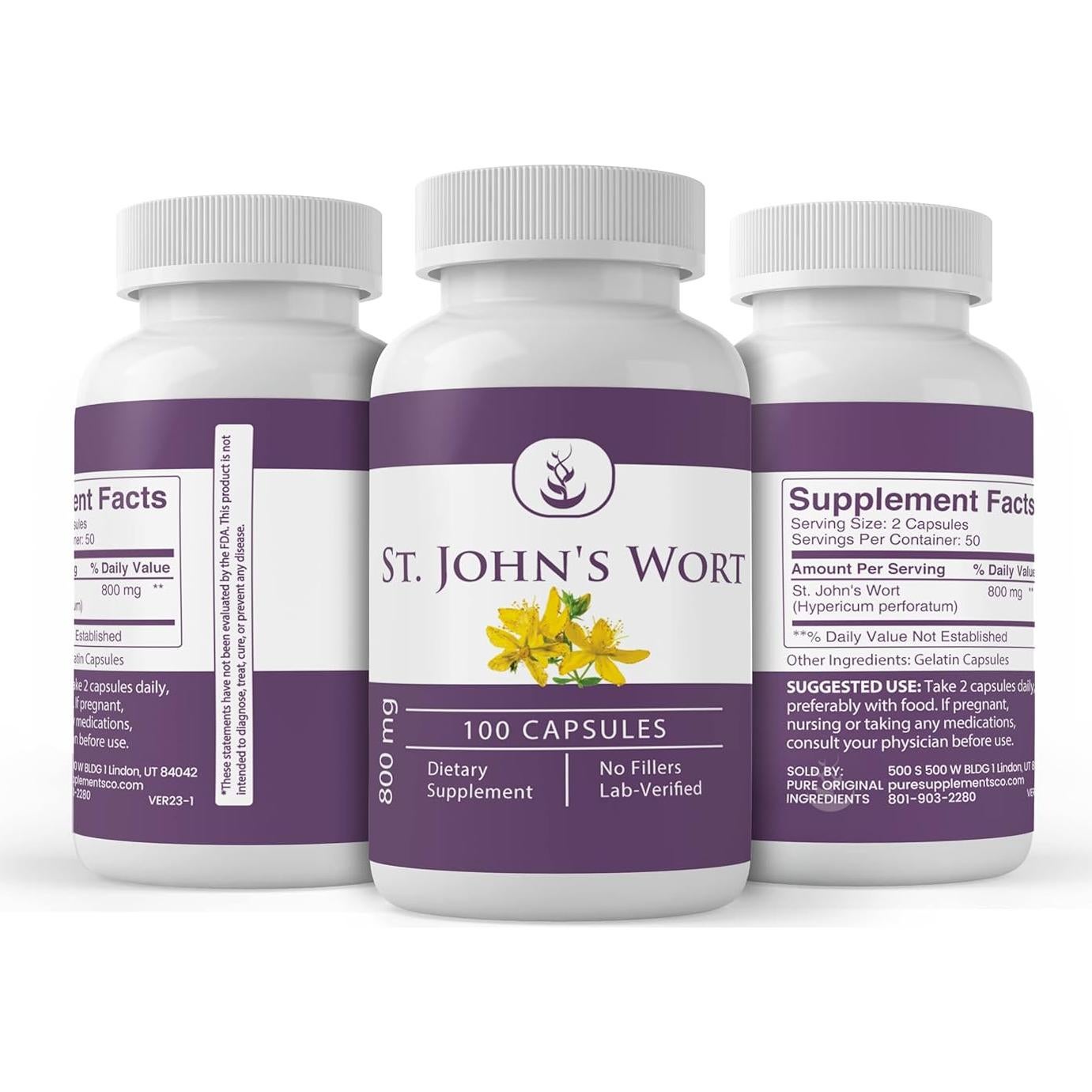 Cápsulas de Hierba de San Juan Siempre Puro 100 Unidades