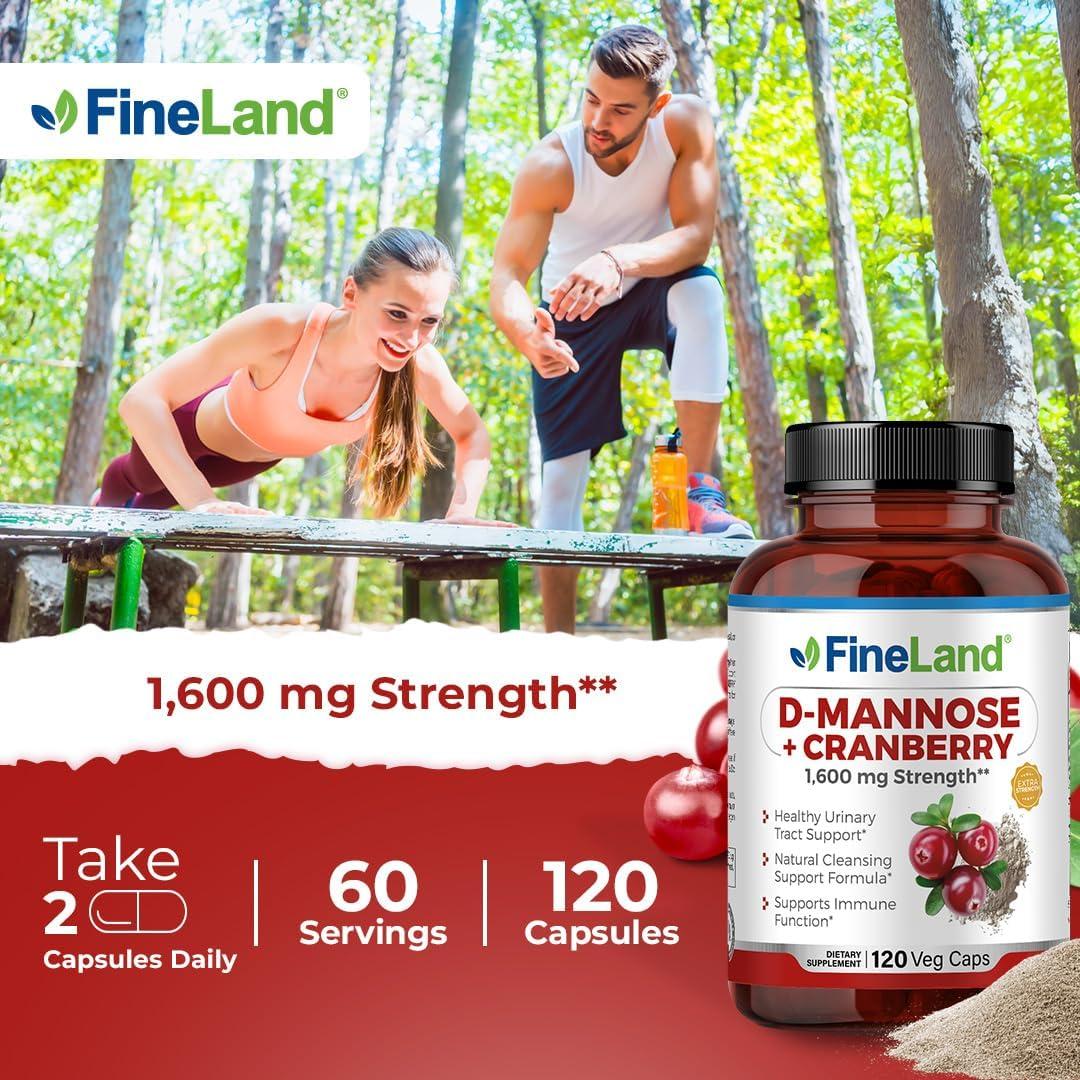 FineLand D-Mannosa + Arándano 1600mg - 120 Cápsulas Veganas