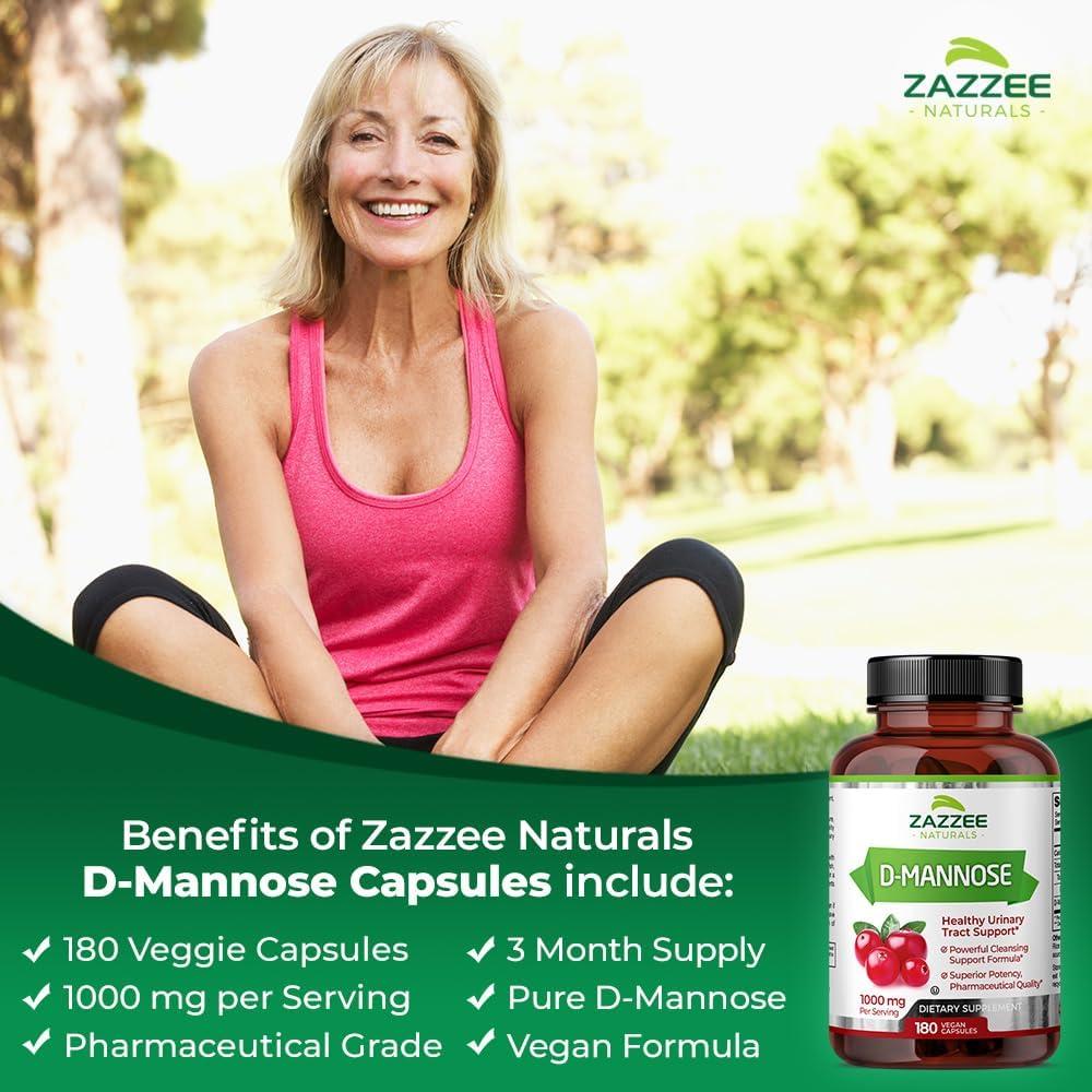 Zazzee D-Mannose 1000 mg 180 Cápsulas Veganas UTI