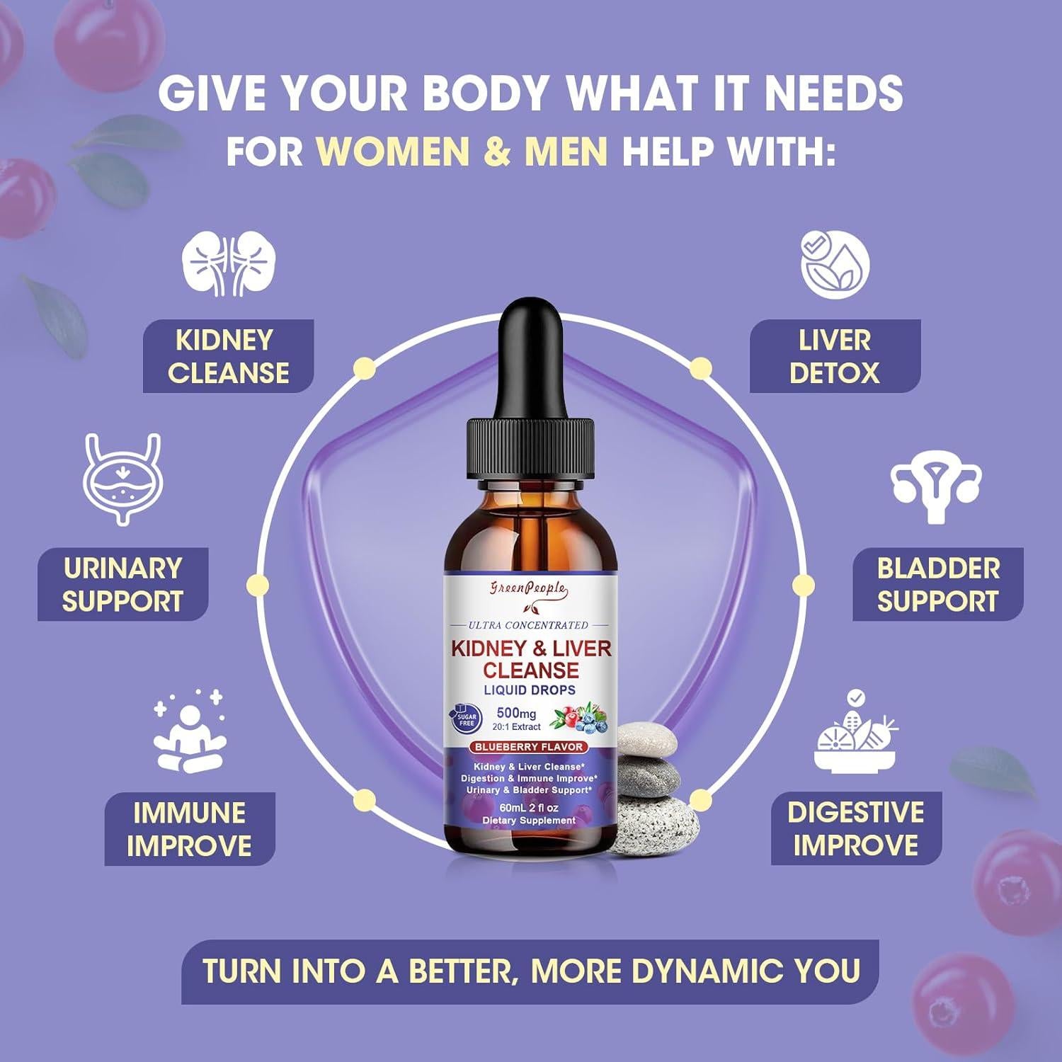 Gotas de Limpieza de Riñón GREENPEOPLE 59 ml - Extracto de Arándano 20:1