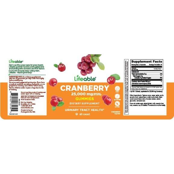 Gomitas de Arándano Lifeable 60 Unidades | Suplemento Vegano