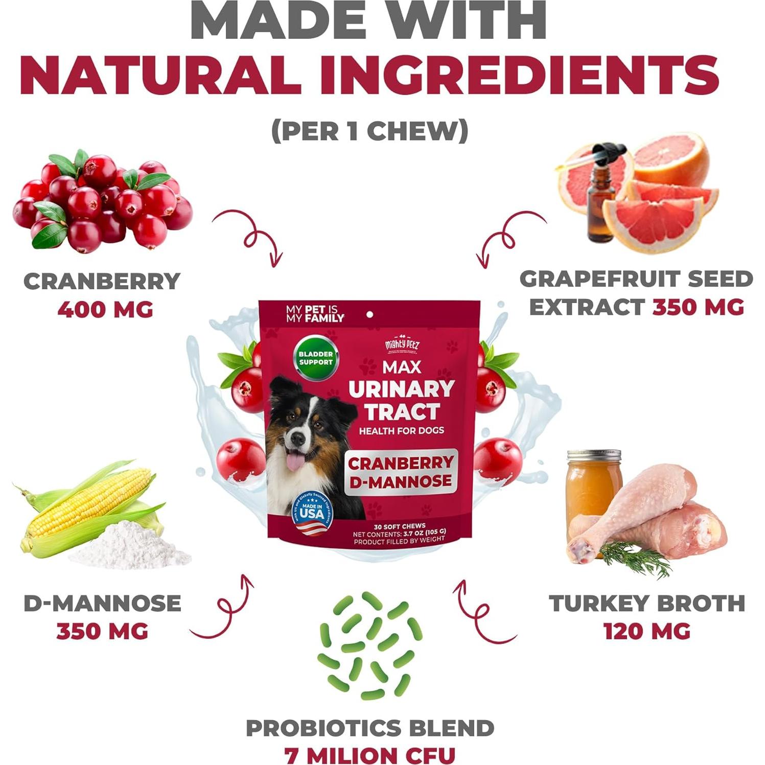 Suplemento Urinario para Perros Mighty Petz Arándano 105g