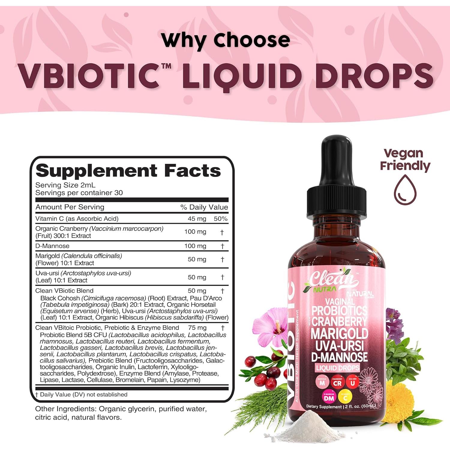 Probiotico Vaginal Clean Nutraceuticals 30ml Arándano D-Mannosa