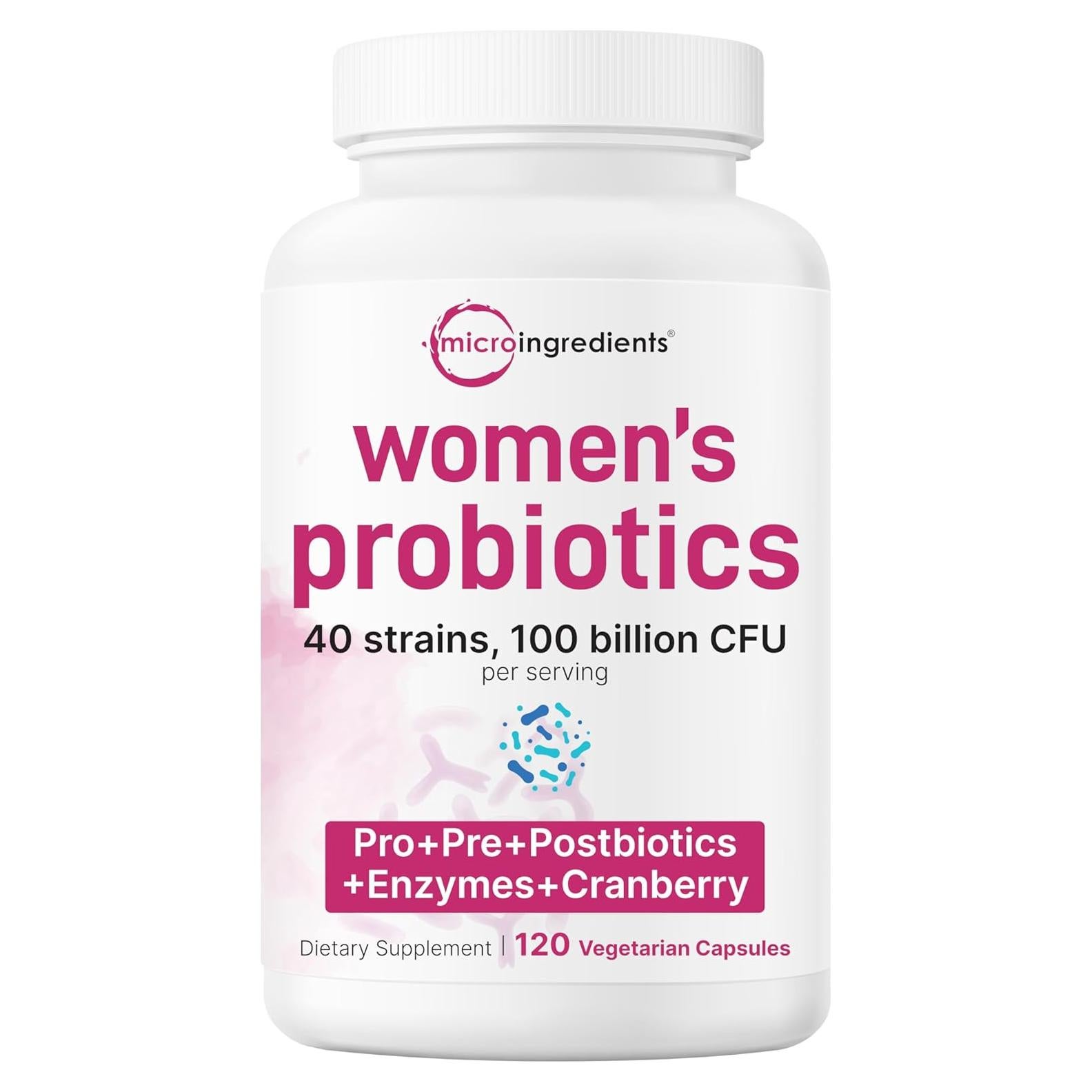 Probioticos para Mujeres Micro Ingredients 100 Mil Millones CFU 120 Cápsulas