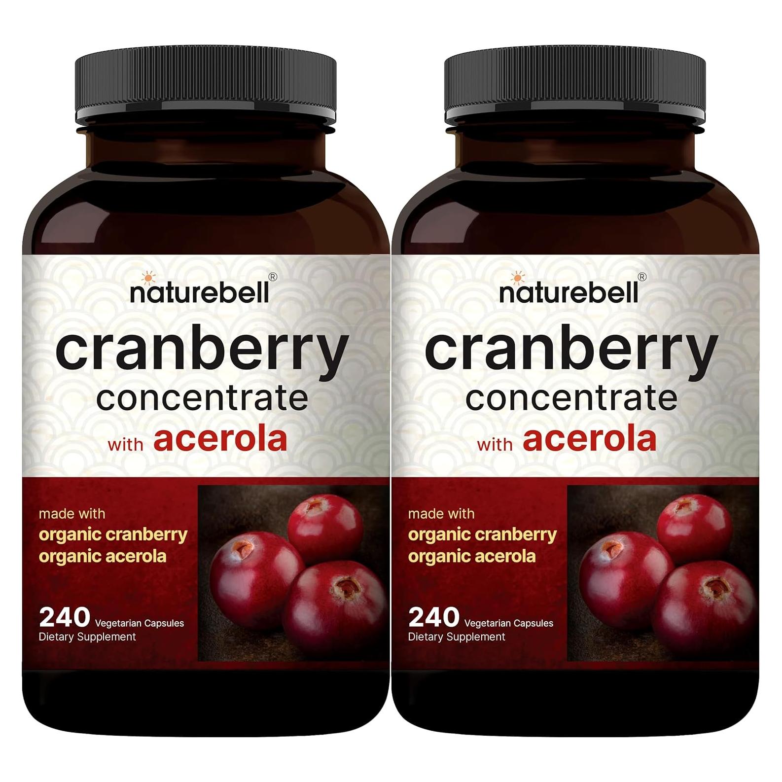 NatureBell Suplemento de Arándano 36,000mg con Acerola 480 Cápsulas