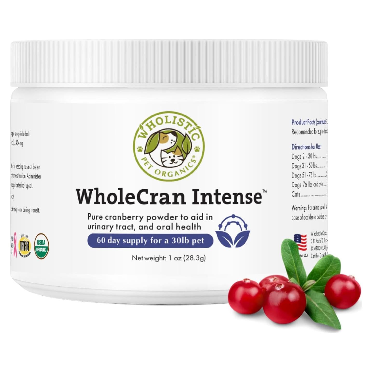Suplemento de Arándano Orgánico Wholistic WholeCran 28.35g