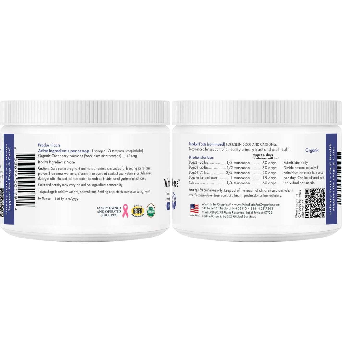 Suplemento de Arándano Orgánico Wholistic WholeCran 28.35g