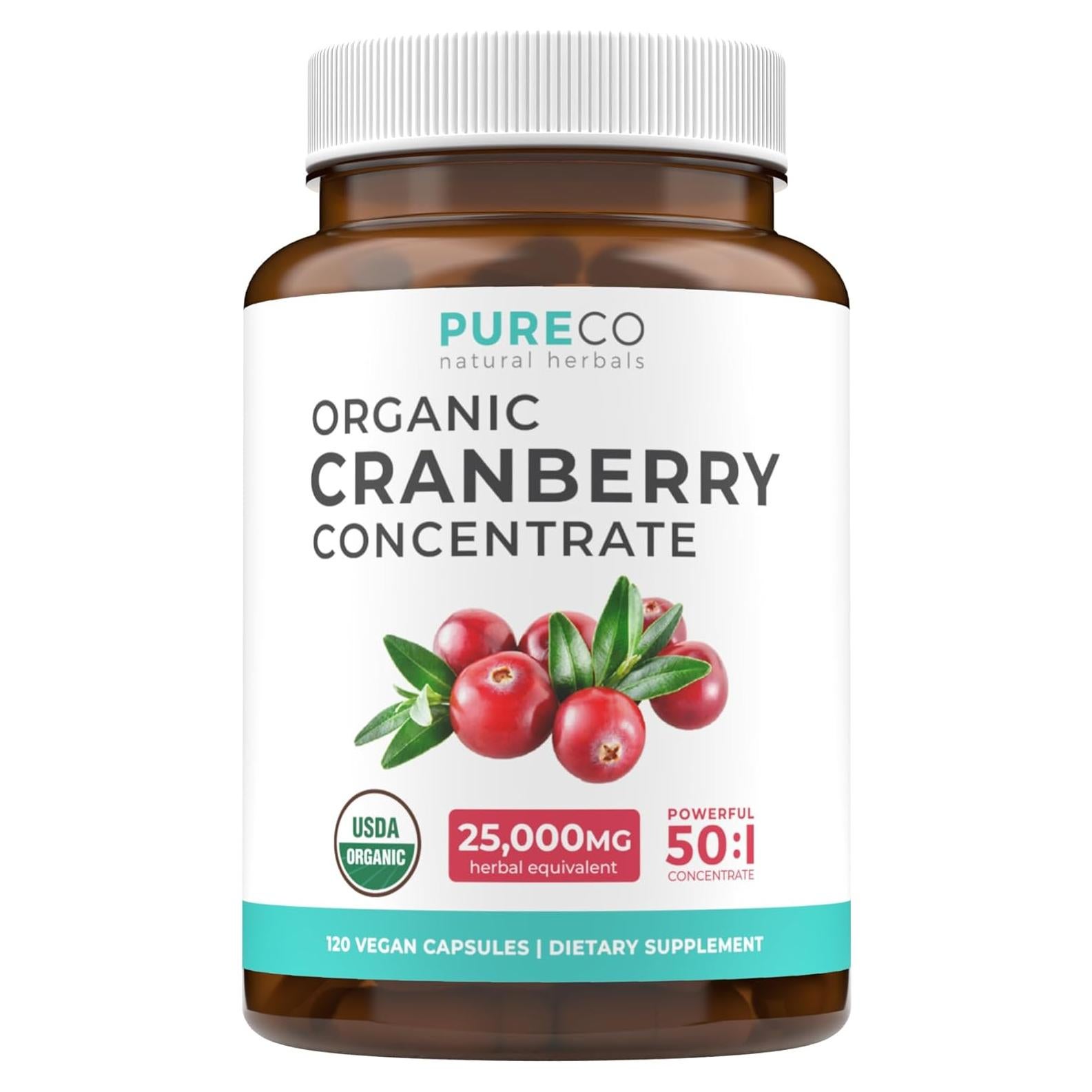 Cápsulas de Arándano Orgánico Pure Co - 120 Unidades Veganas