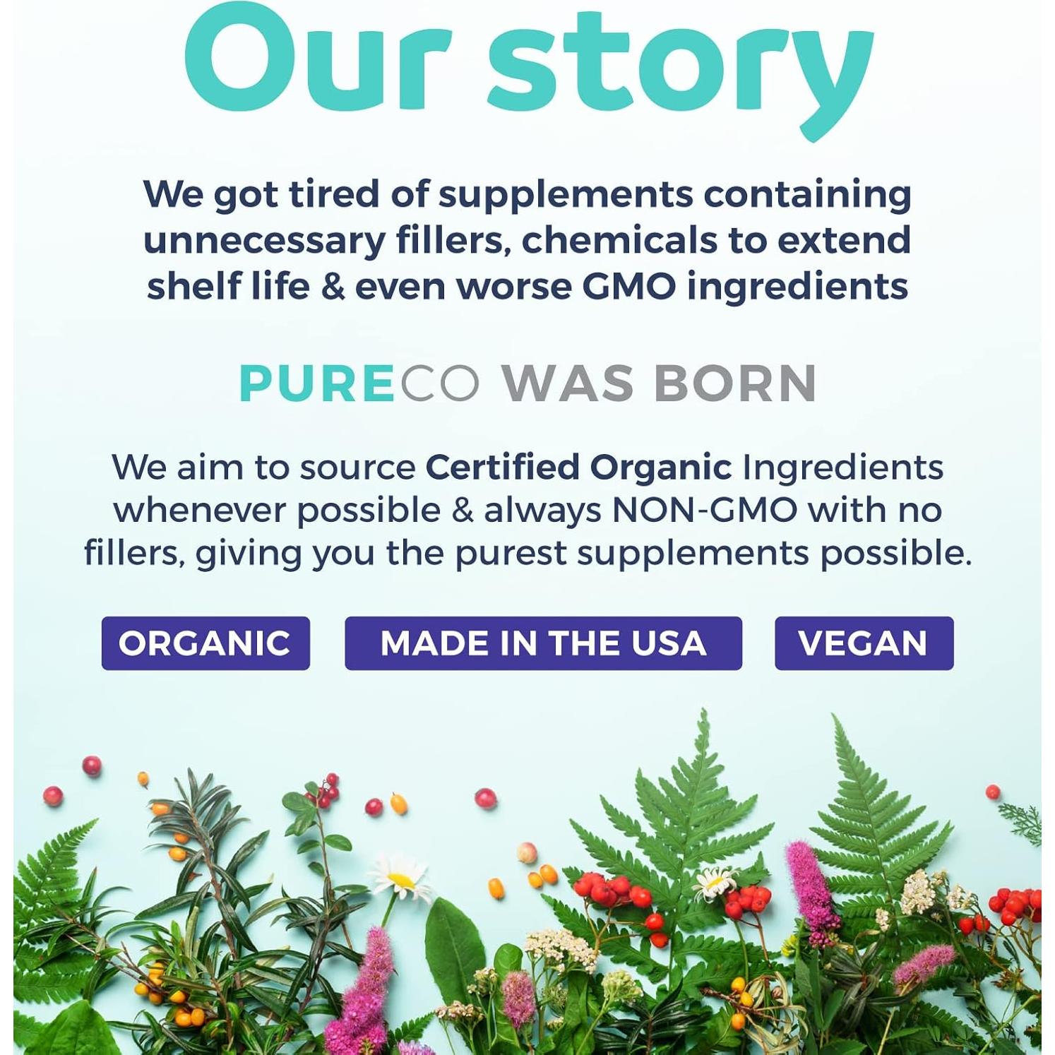 Cápsulas de Arándano Orgánico Pure Co - 120 Unidades Veganas