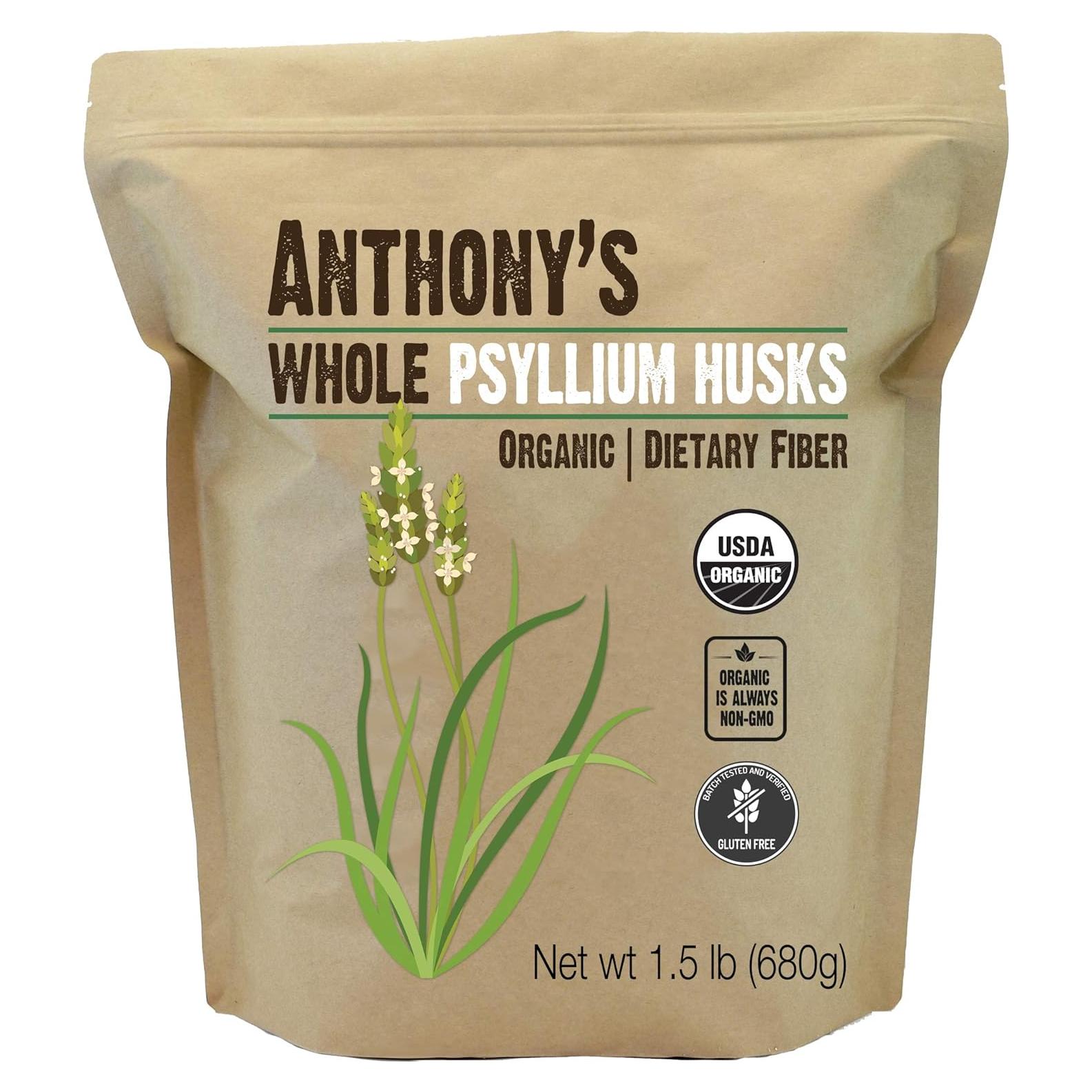 Cáscaras de Psyllium Orgánicas Anthony's 680g Sin Gluten Keto