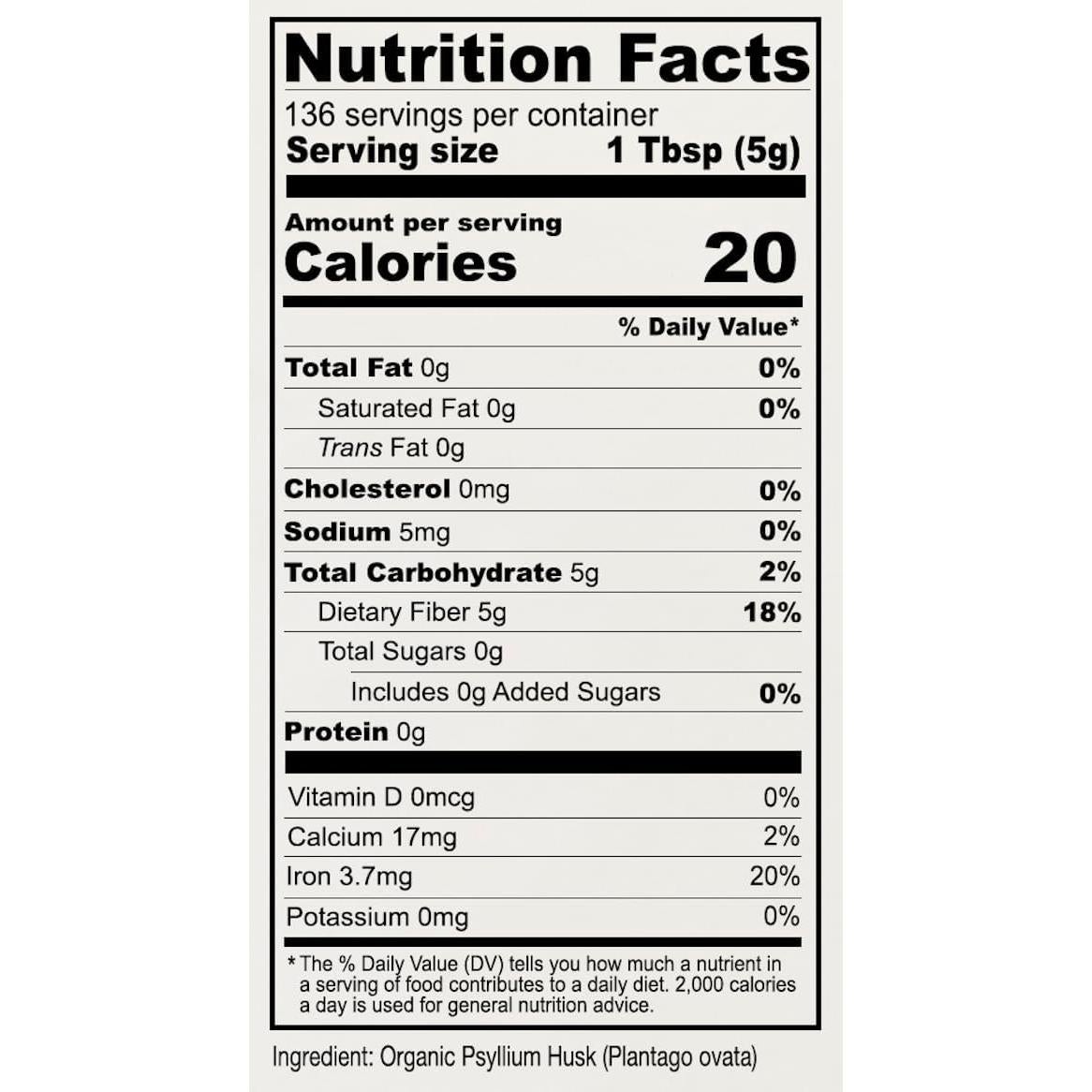 Cáscaras de Psyllium Orgánicas Anthony's 680g Sin Gluten Keto